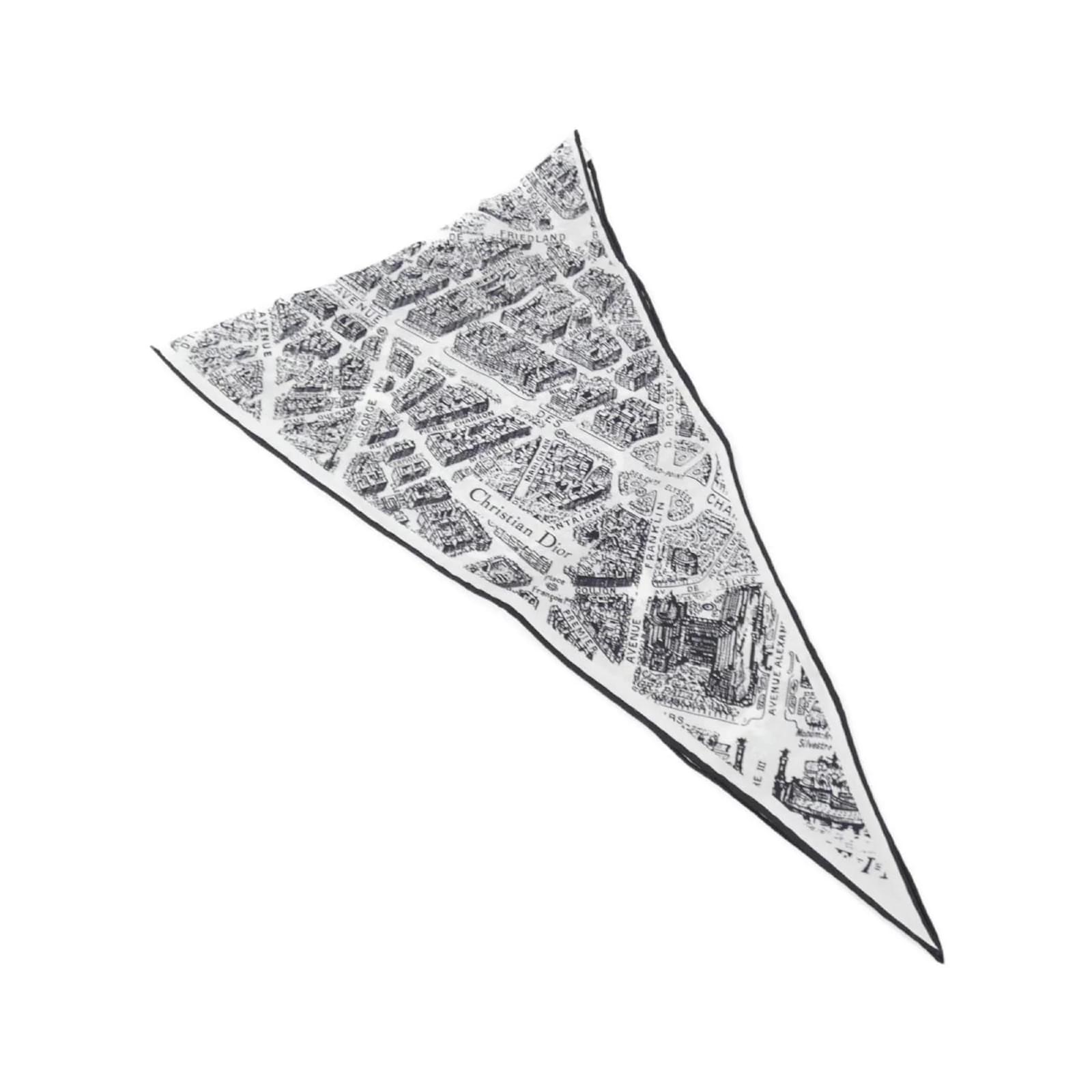 Christian Dior PLAN DE PARIS Scarf Black White Silk  ref.2313186