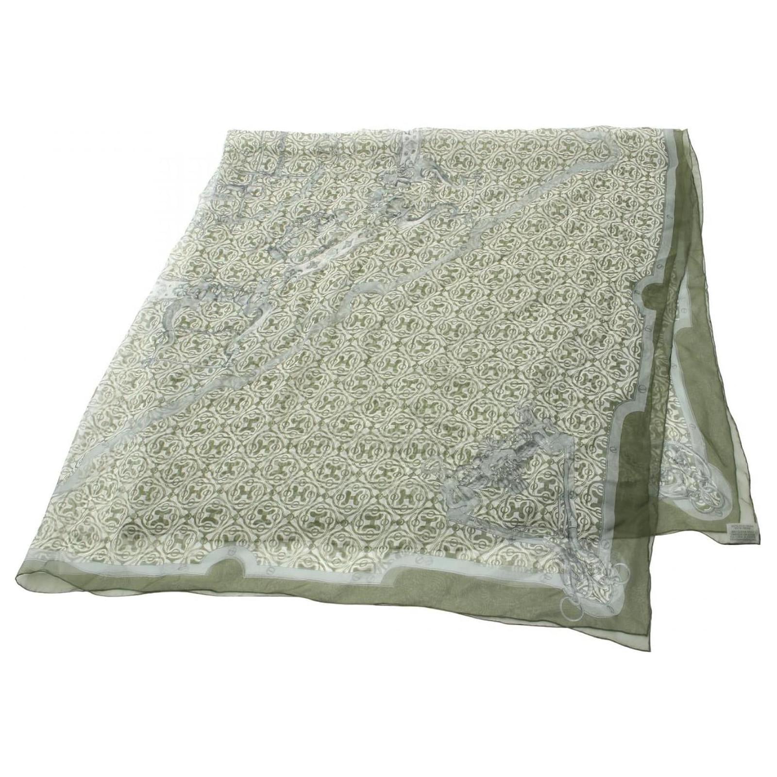 Hermès Hermes Carré Géant Mors et Gourmettes Silk Scarf Multiple colors Khaki  ref.2312744
