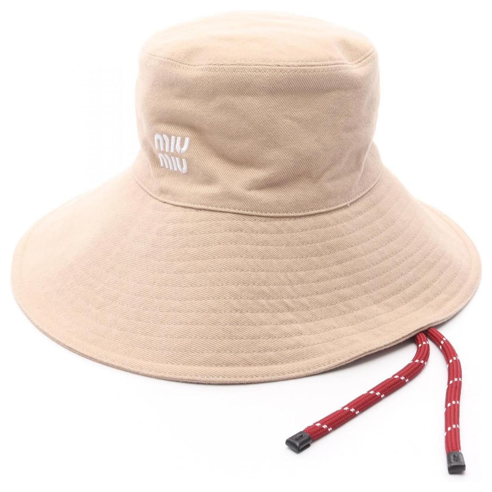 Miu Miu 5HC220 Cotton Hat Brown Beige  ref.2311000