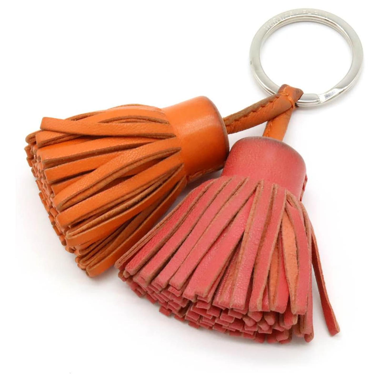 Hermès Hermes Carmen Uno Dos Leather Keyring Pink Orange  ref.2310701
