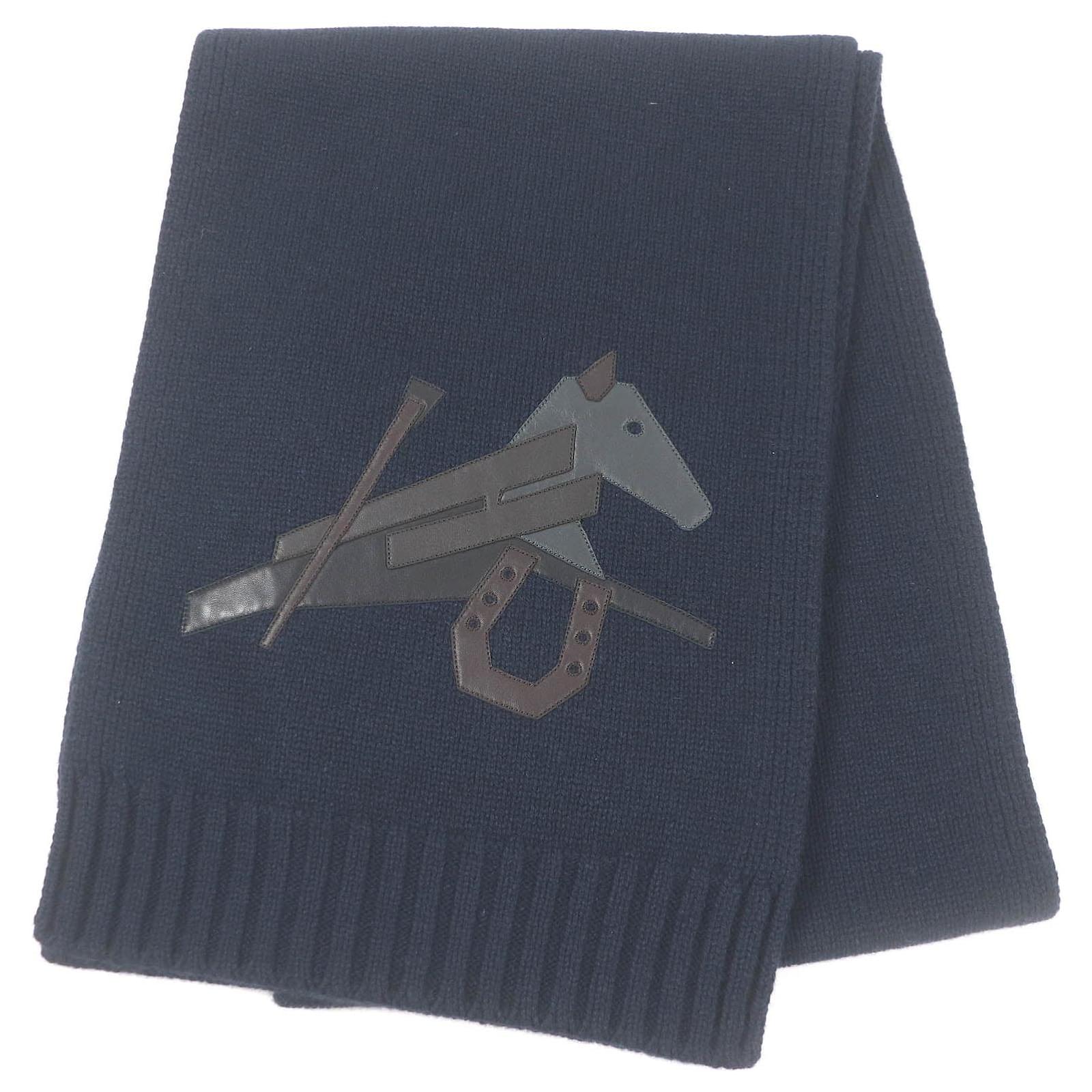 Hermès Hermes Puzzle Equestre Cashmere Silk Scarf Blue Navy blue  ref.2310630