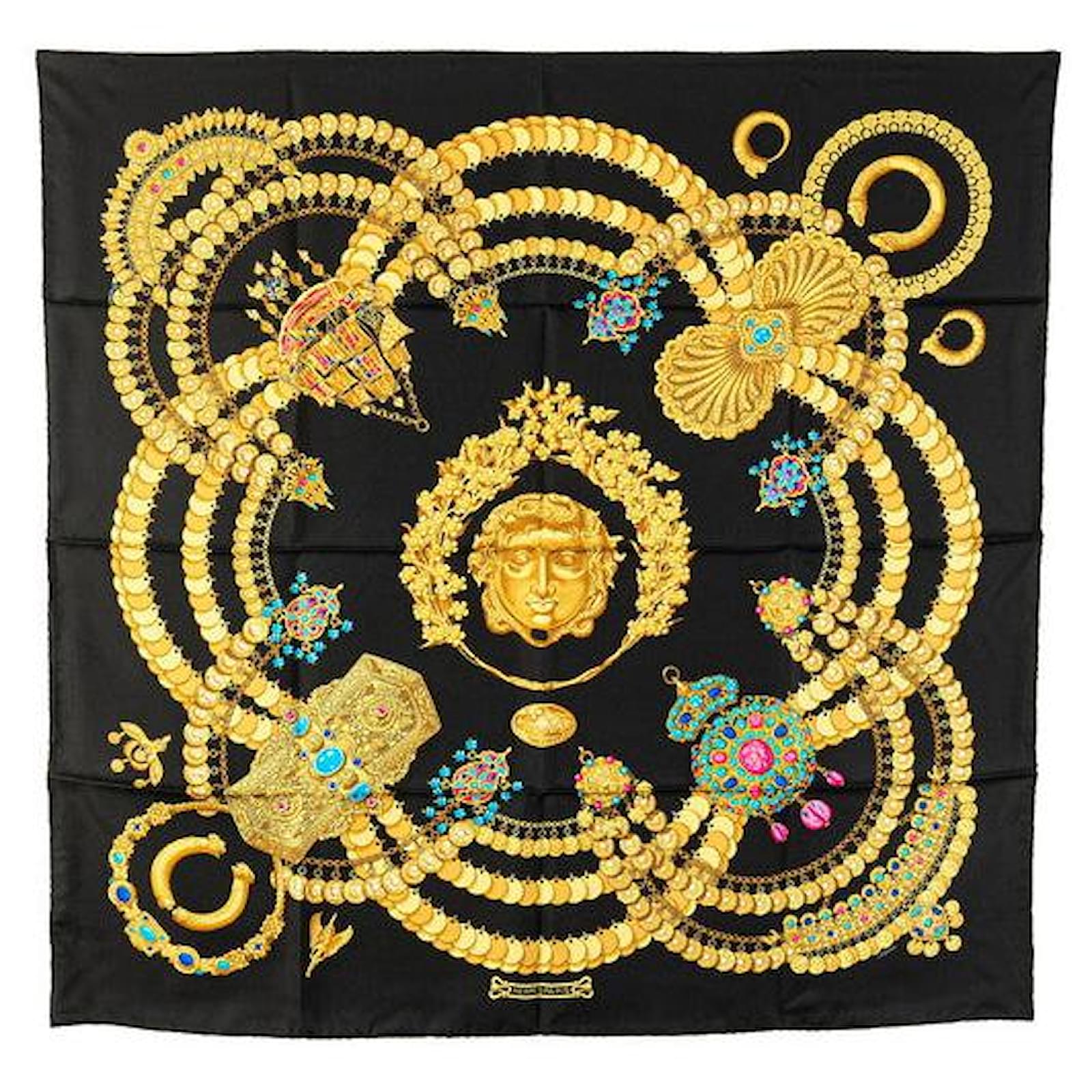 Hermès Hermes KOSMIMA Silk Scarf Black  ref.2310416