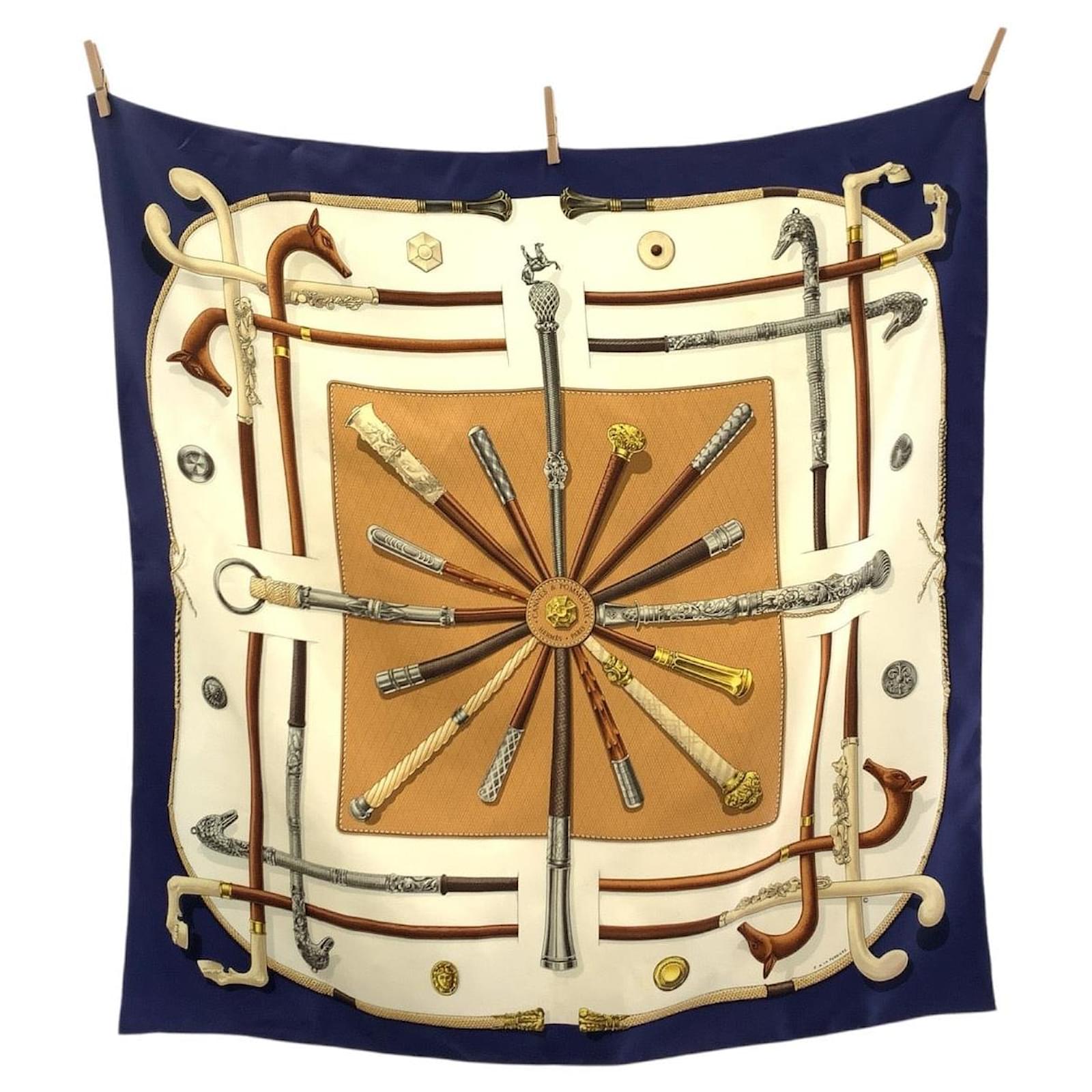 Hermès Hermes CANNES＆POMMEAUX Silk Scarf Blue  ref.2309600