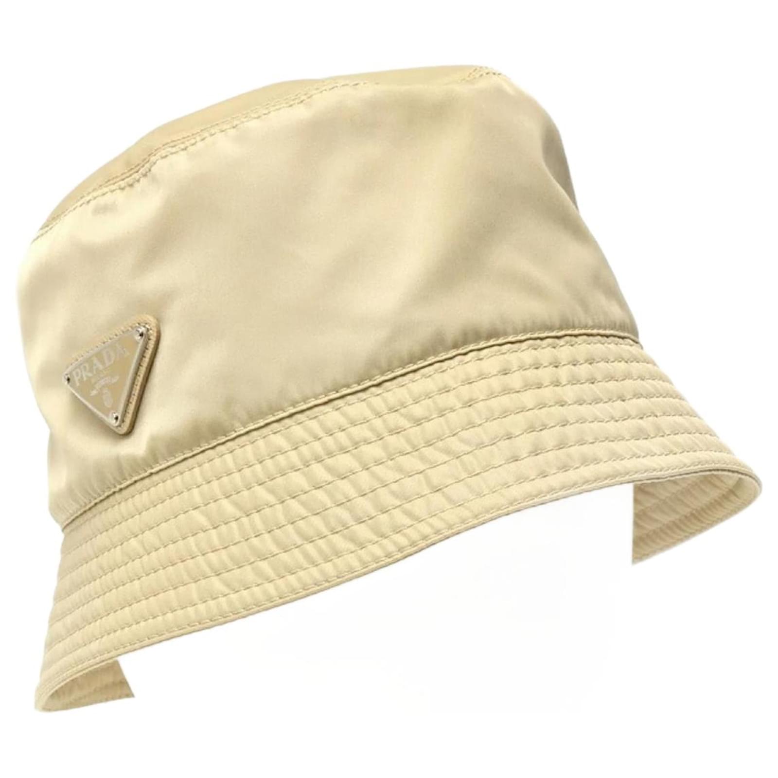 Prada Re-Nylon Triangle Bucket Hat Beige  ref.2308477