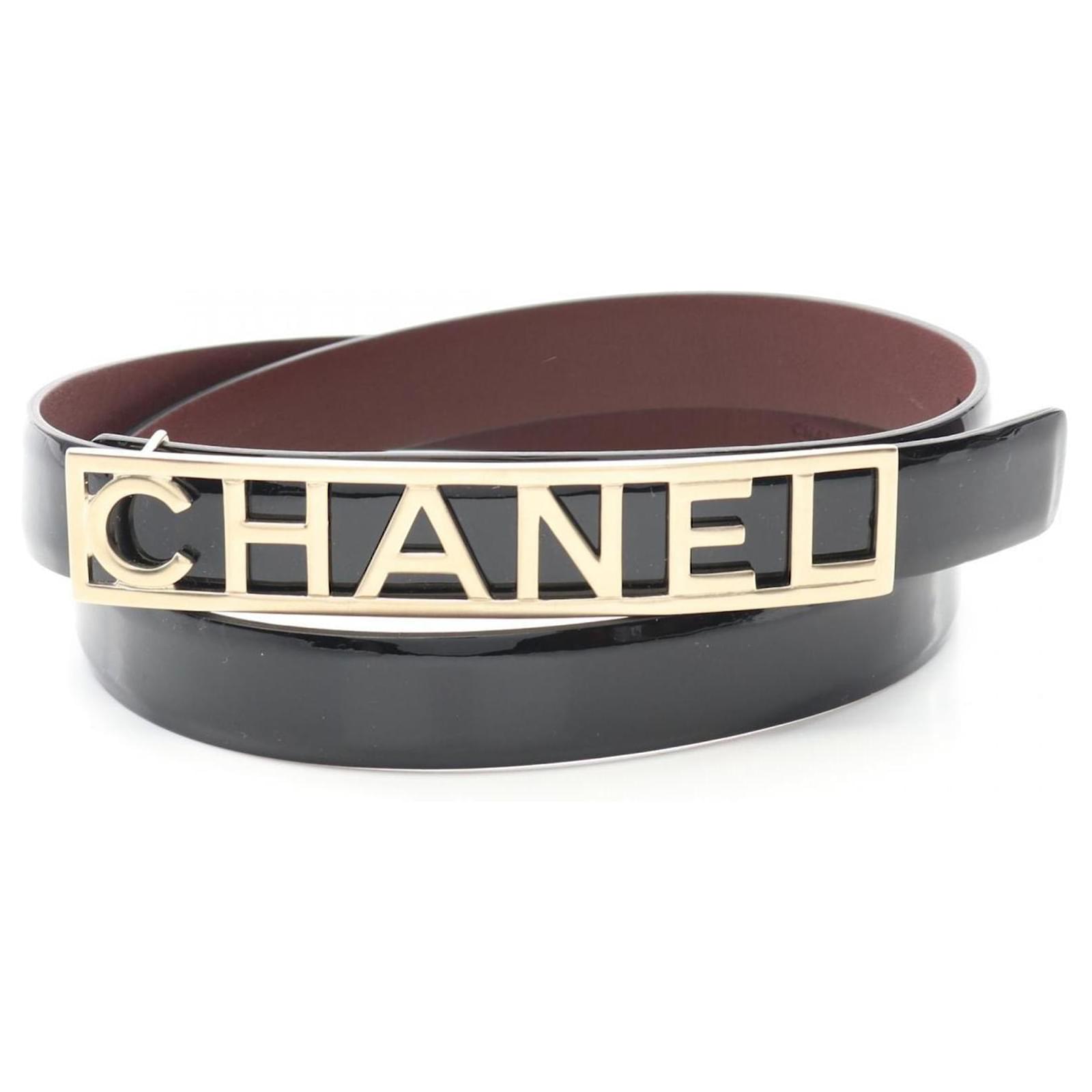 Chanel Black Enamel Leather Plate Belt  ref.2302226