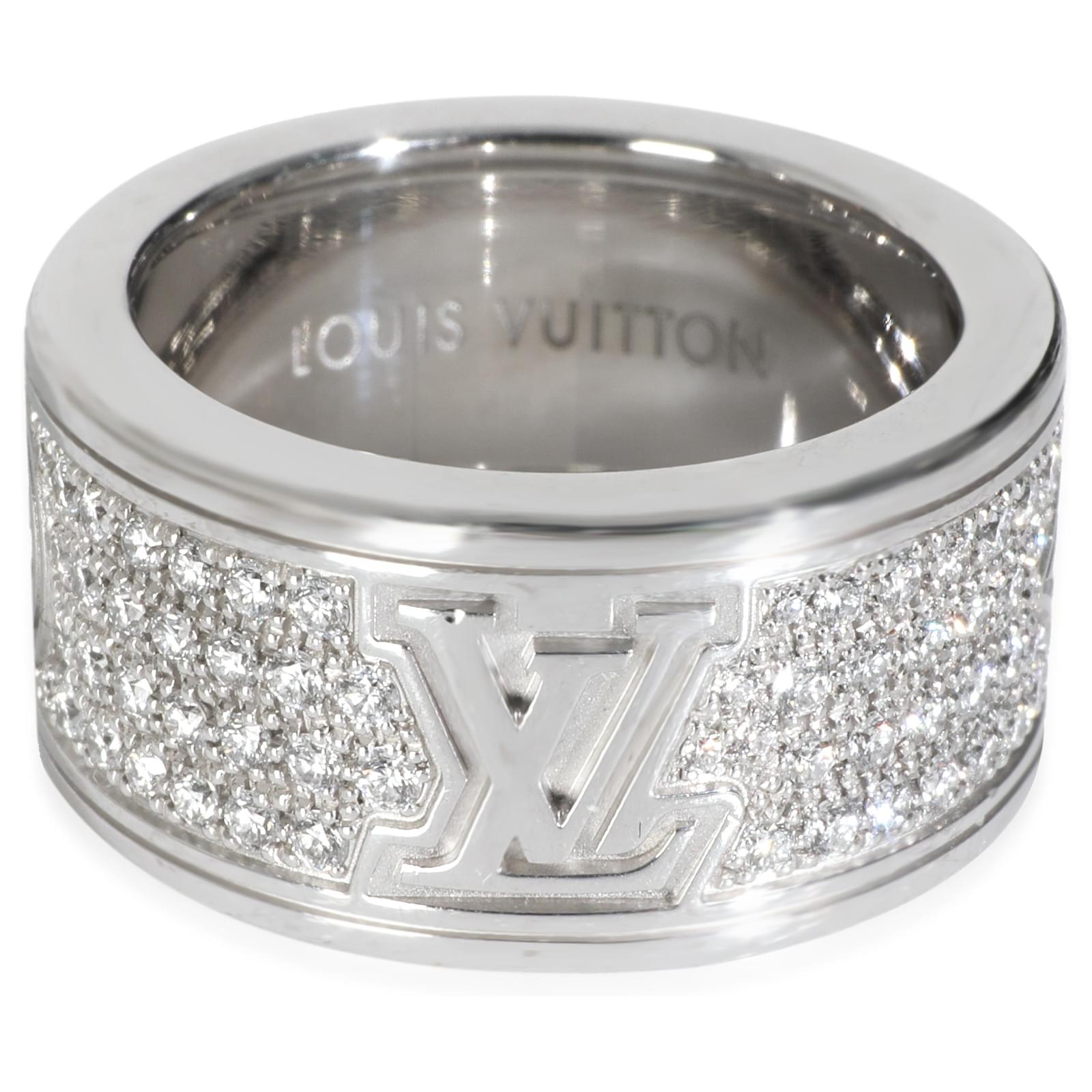 Louis Vuitton White Gold Diamond Les Gastons Large Ring  ref.2299859