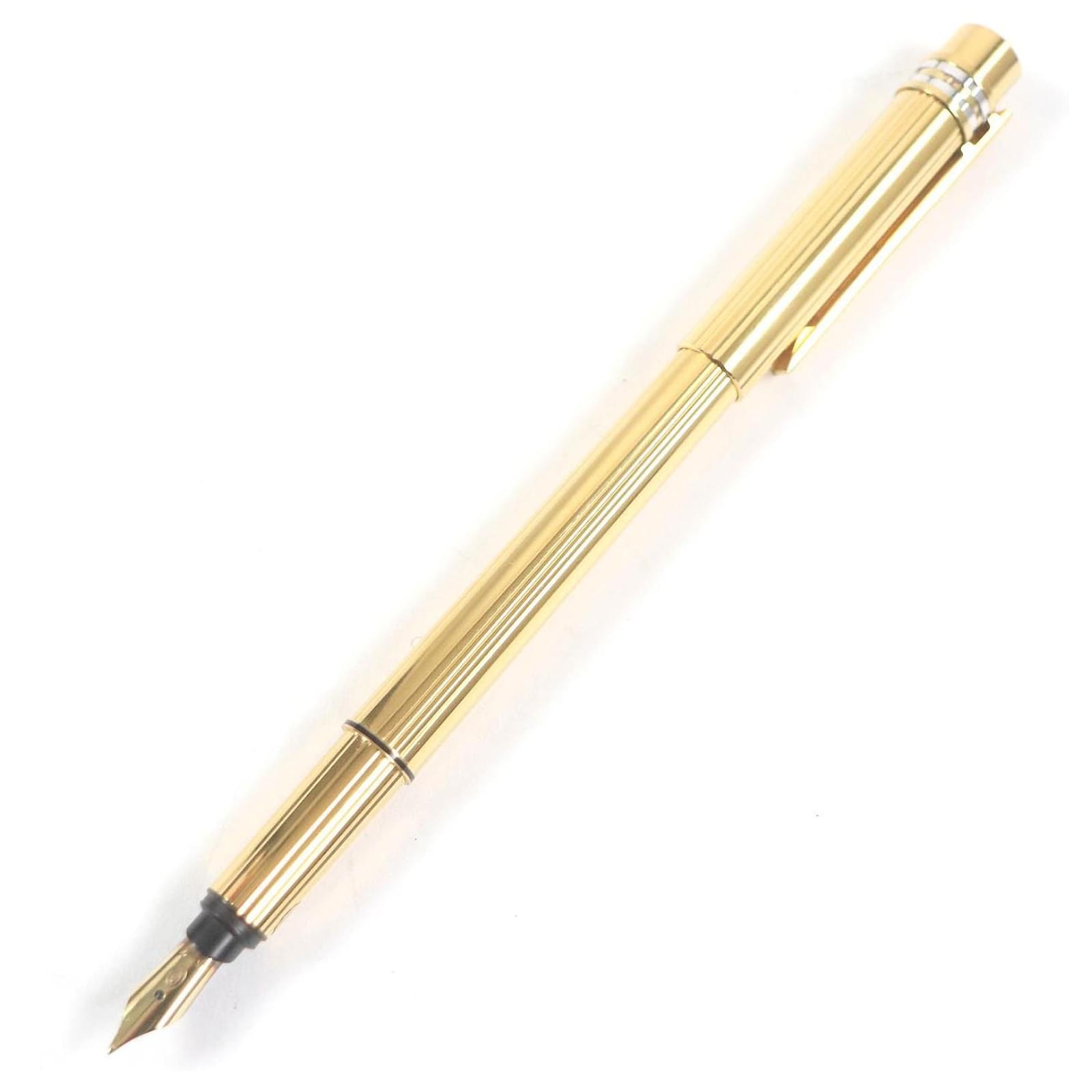 Cartier PANTHERE 18K F nib Fountain Pen Silvery Golden Metal Yellow gold  ref.2298705