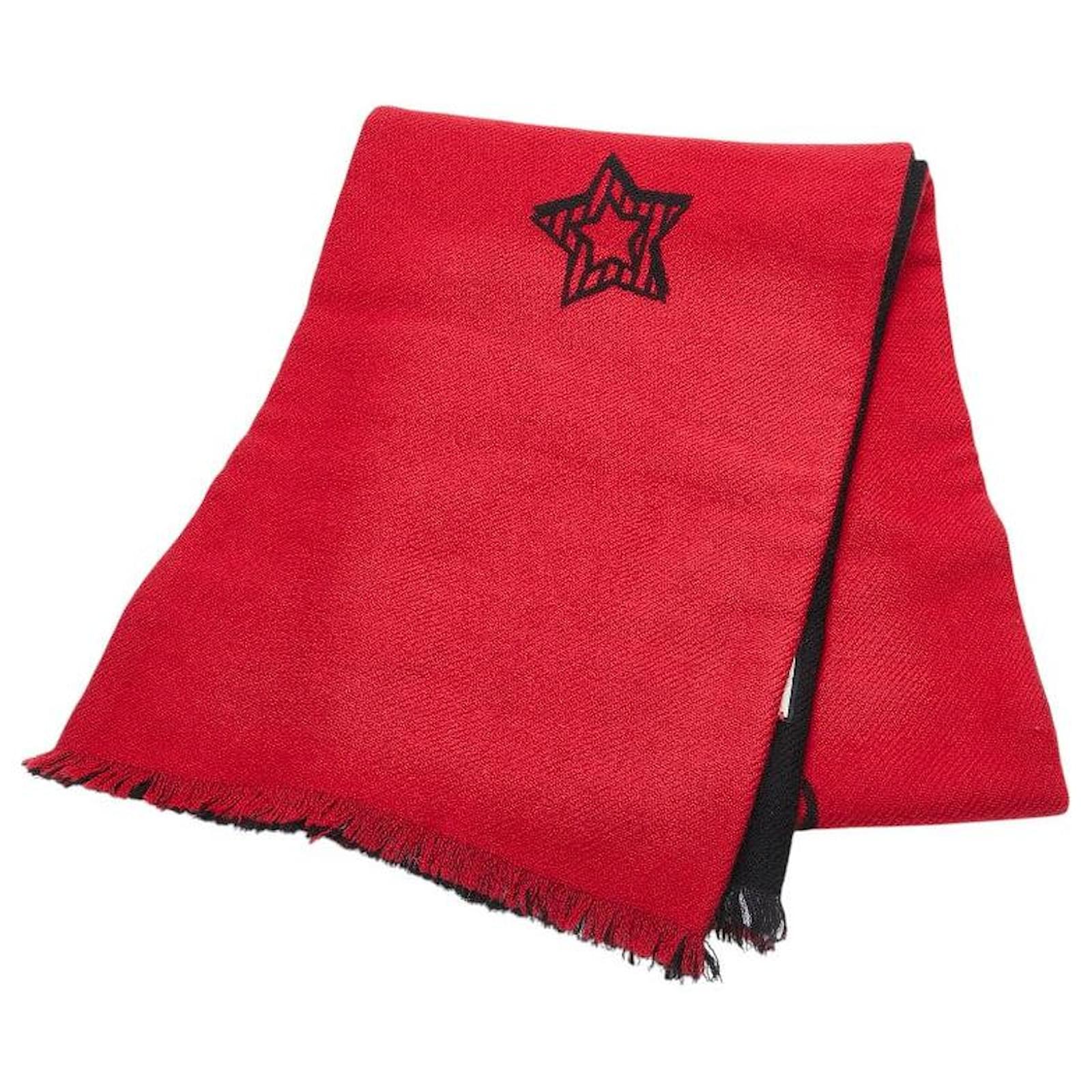 Gucci Wool Logo Reversible Scarf Red  ref.2298704