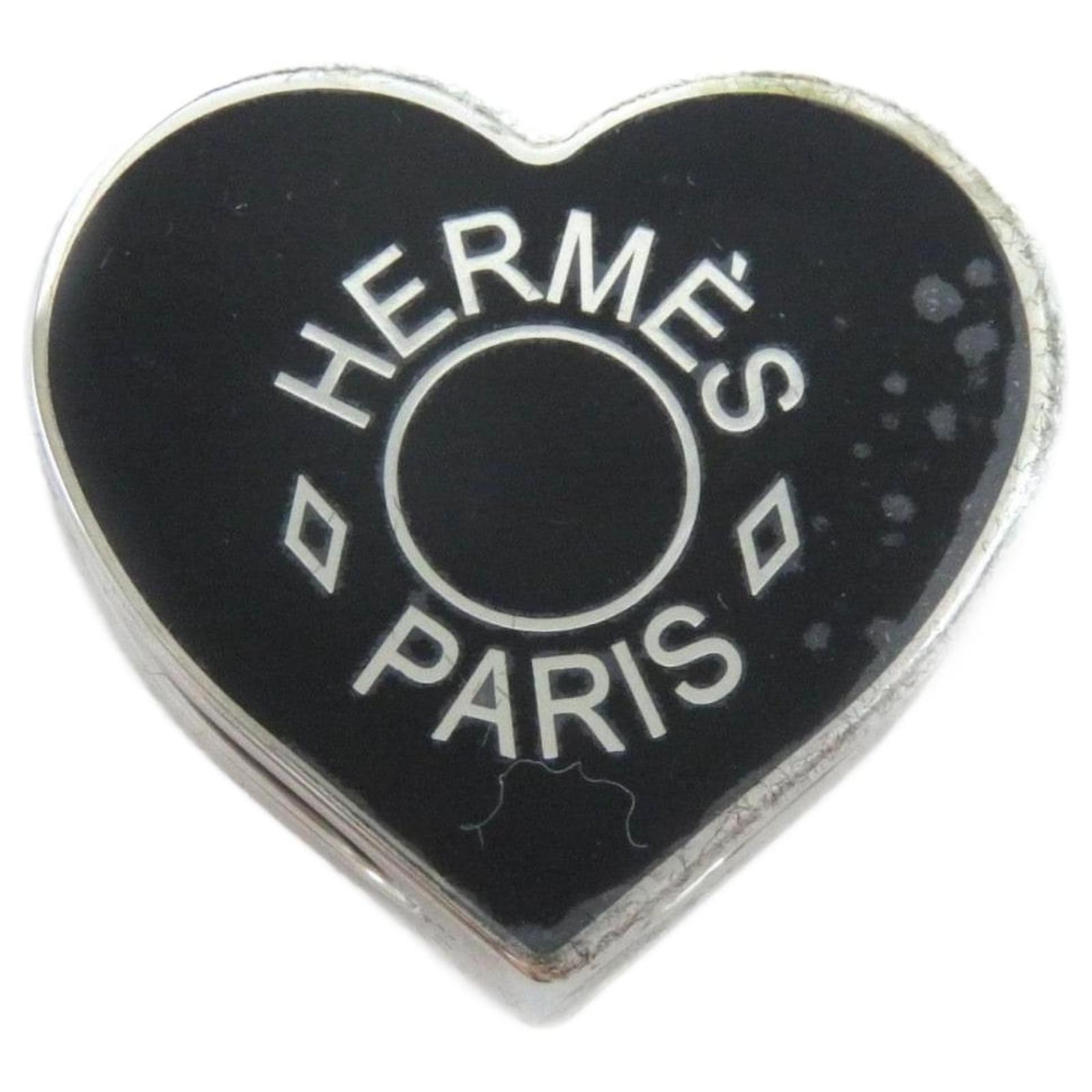 Hermès Hermes Cool Heart Twillyring Scarf Ring Black Silvery Metal  ref.2298660