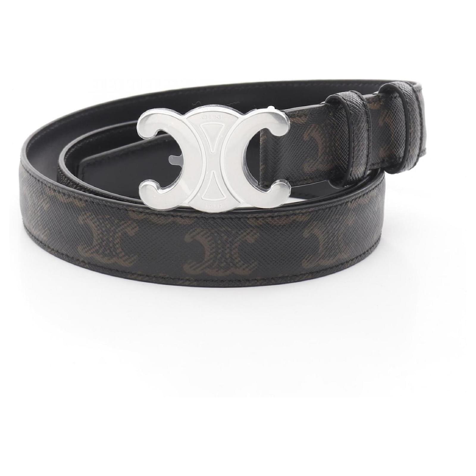 Céline Celine Medium Triomphe Leather Belt Brown Black  ref.2296806