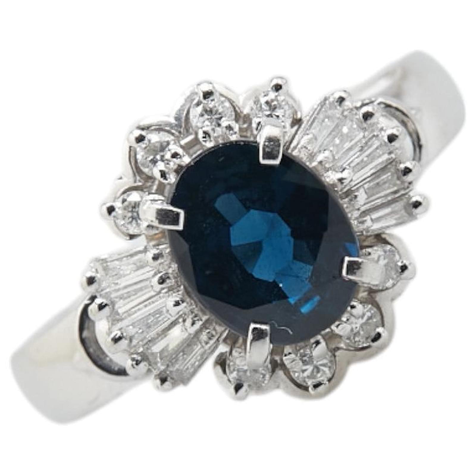 Autre Marque Pt900 Platinum Sapphire 1.26ct Diamond 0.11ct Ring Metal  ref.2326858