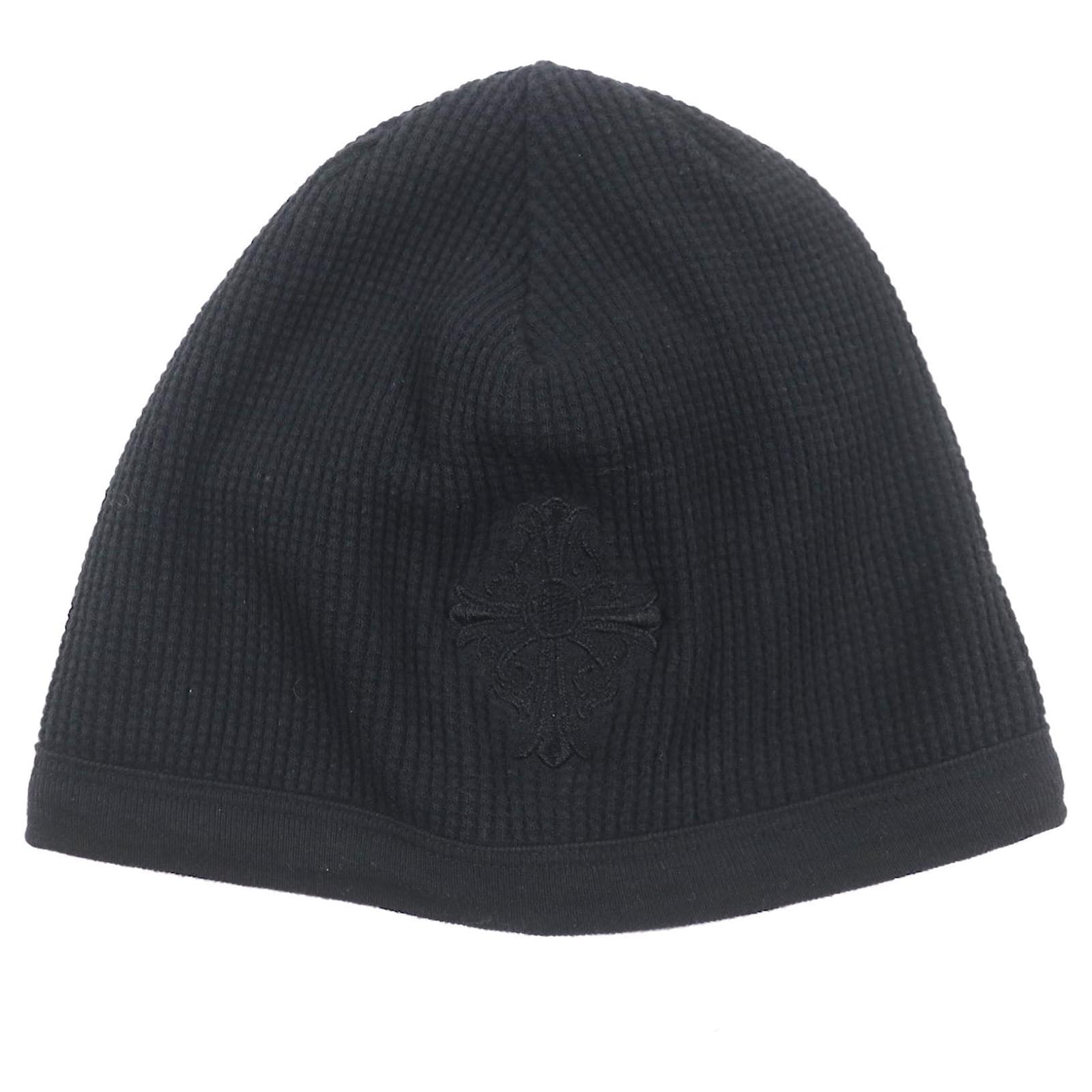 Autre Marque Chrome Hearts CH Cross Logo Embroidered Cotton Knit Cap Black  ref.2321386