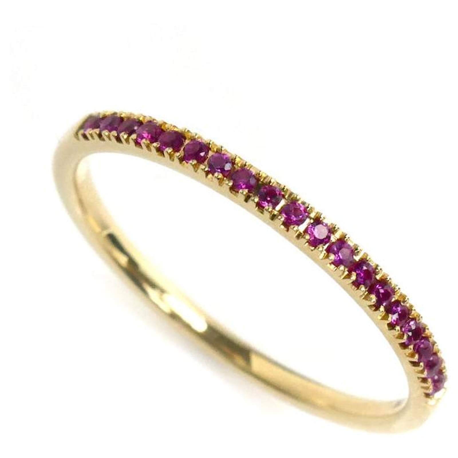 Autre Marque K18YG Yellow Gold Ruby Half Eternity Ring Golden Metal  ref.2320297