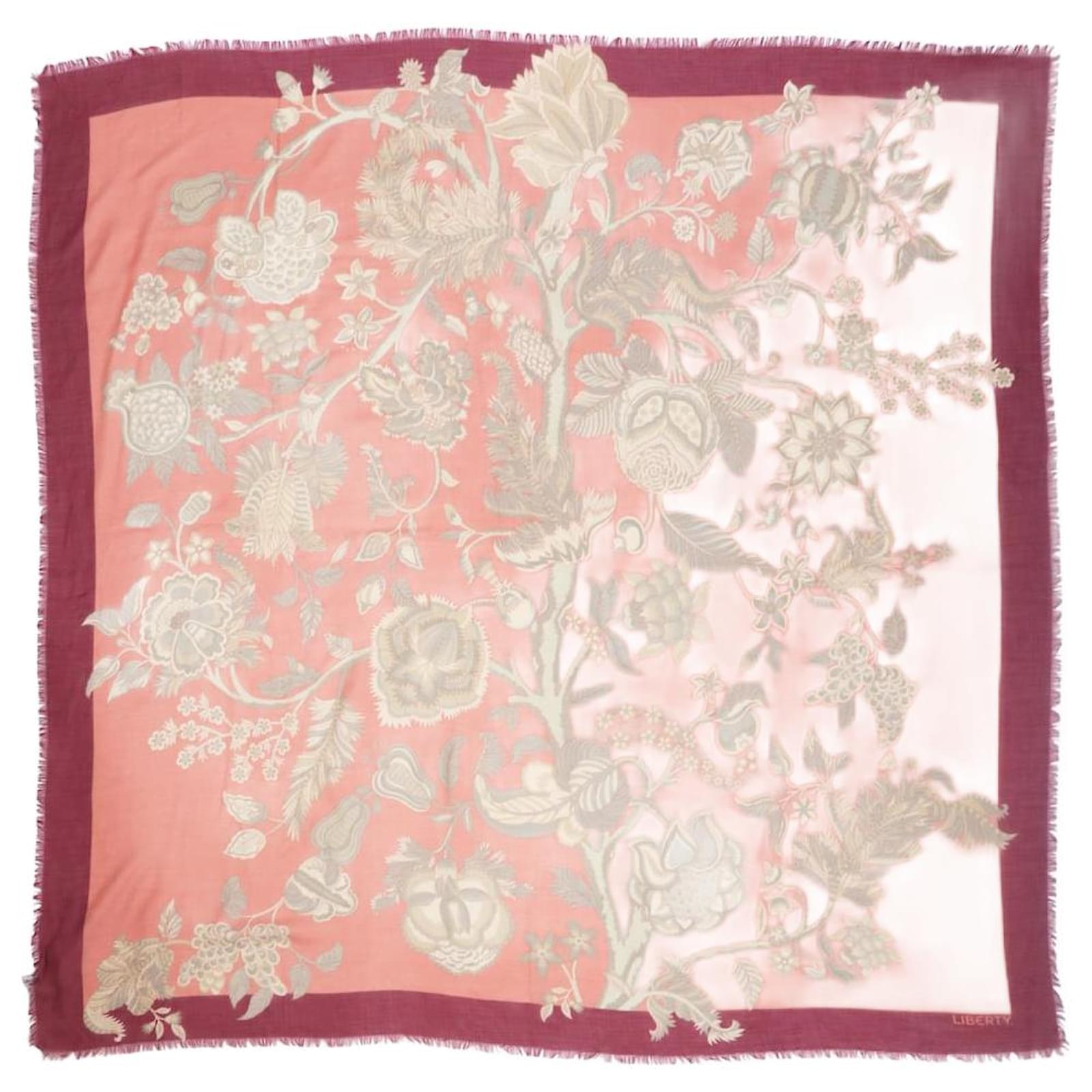 Autre Marque Purple and pink cashmere and silk-blend floral scarf  ref.2316079