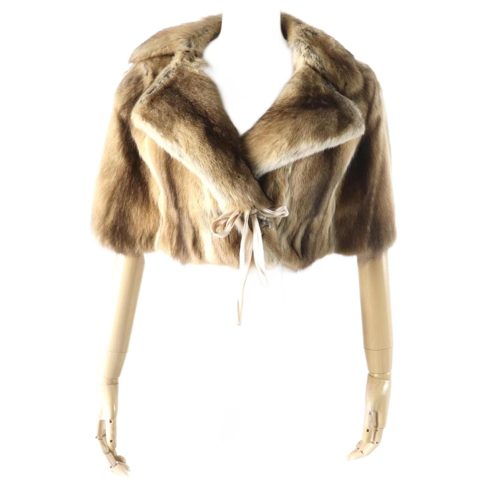 Autre Marque MARNI Ringtail Silk Fur Poncho Cape Brown  ref.2310603