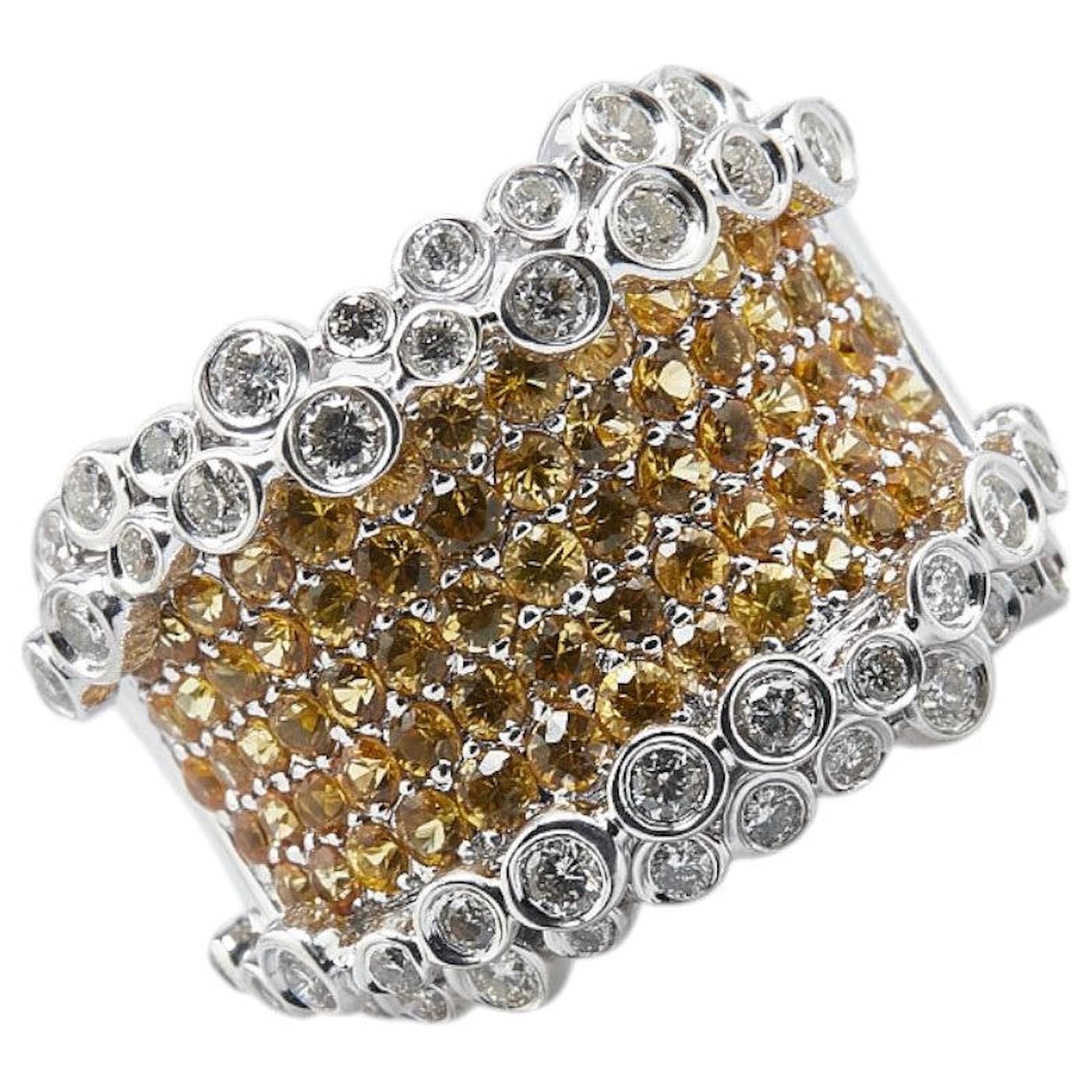 Autre Marque K18WG White Gold Sapphire Diamond Ring Silvery Metal  ref.2298306
