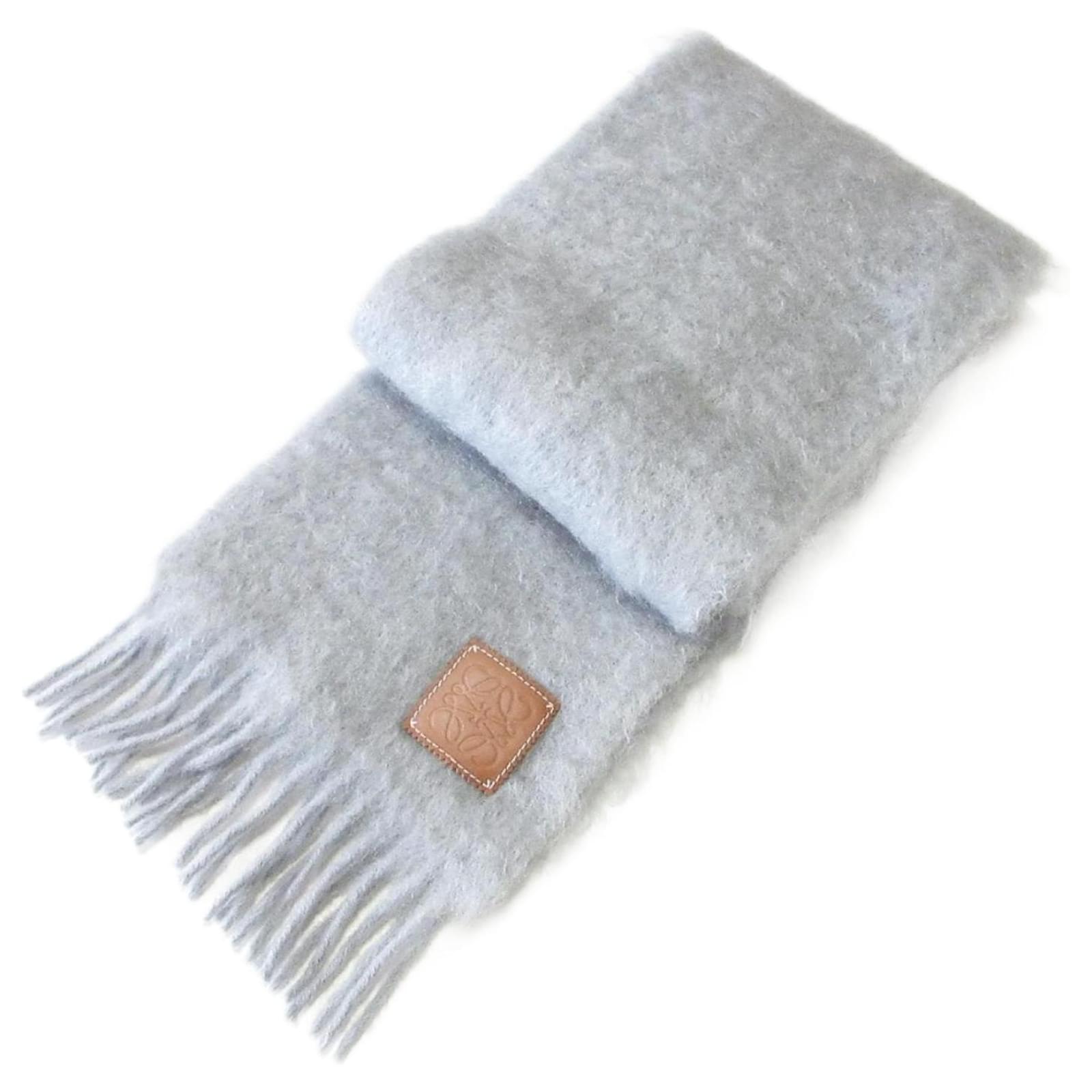 Loewe Anagram Leather Patch Mohair Wool Scarf Brown  ref.2294194