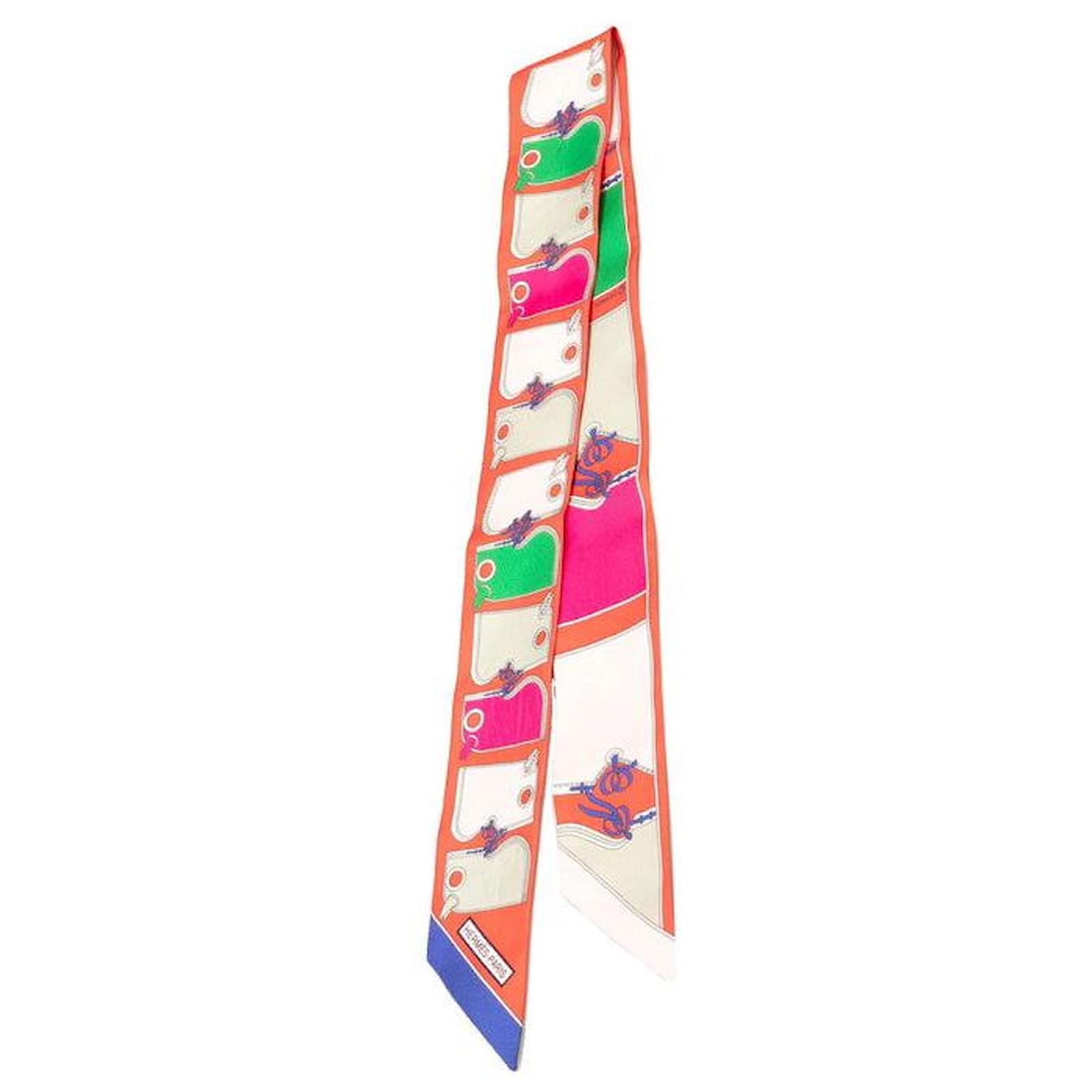 Hermès Hermes Silk Camails Twilly Scarf Red Multiple colors Green  ref.2292151