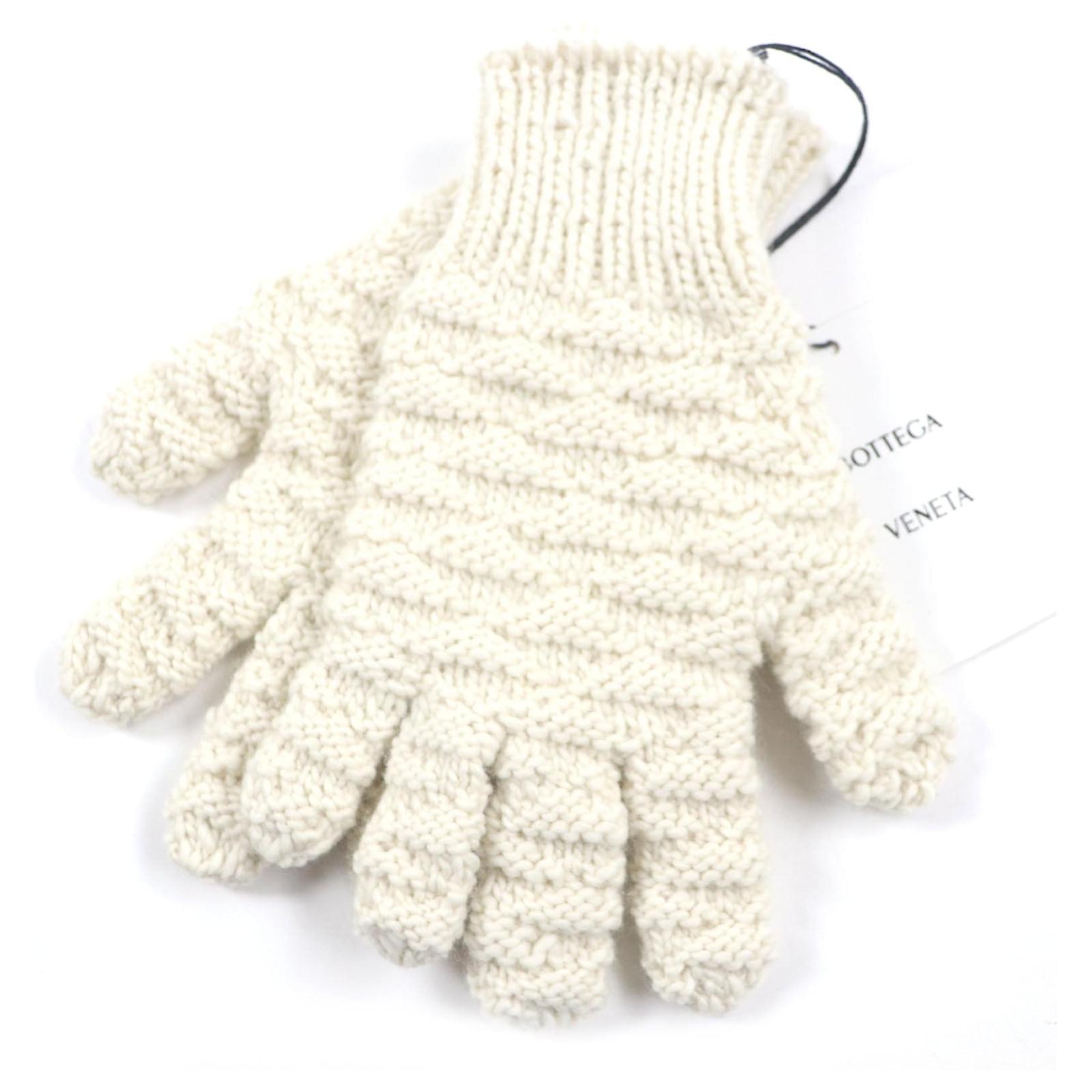 Bottega Veneta Wool Knit Gloves M White Cloth  ref.2291656