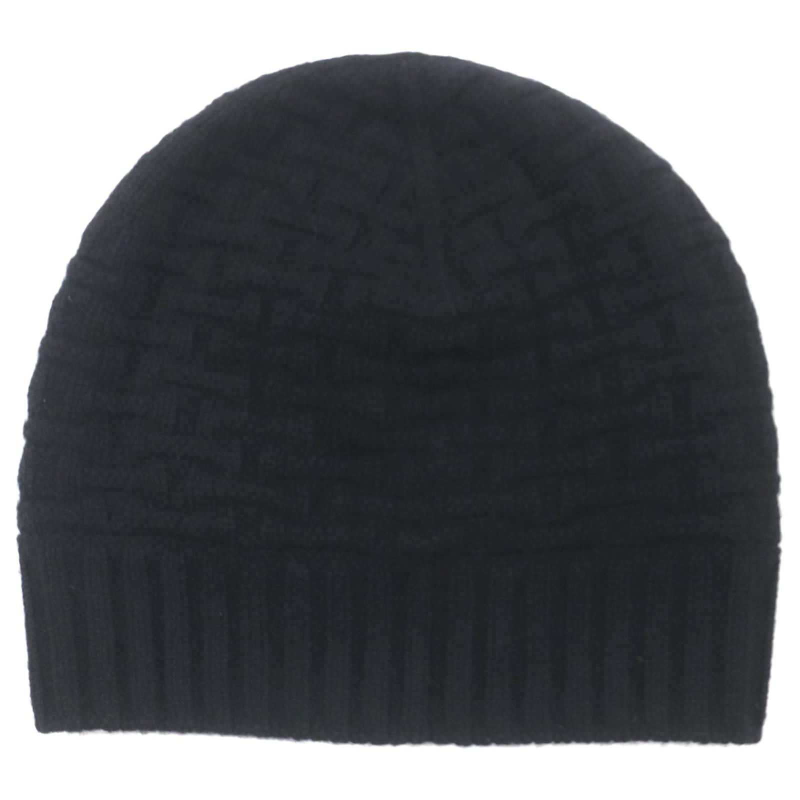 & Other Stories HERMES Cashmere H-Pattern Beanie Hat Black M  ref.2292009