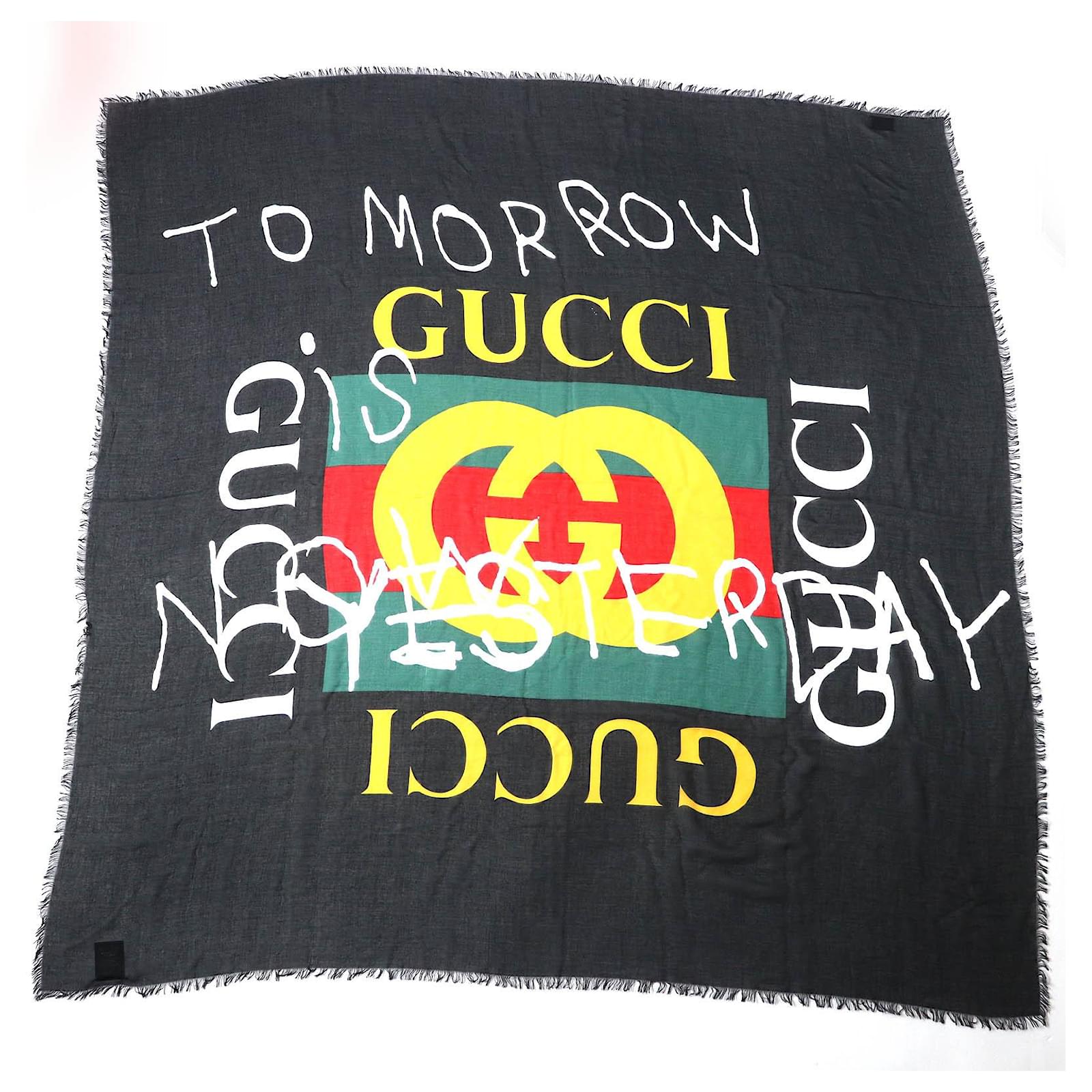 Gucci Coco Capitan Print Shawl Scarf Black Cloth  ref.2291996