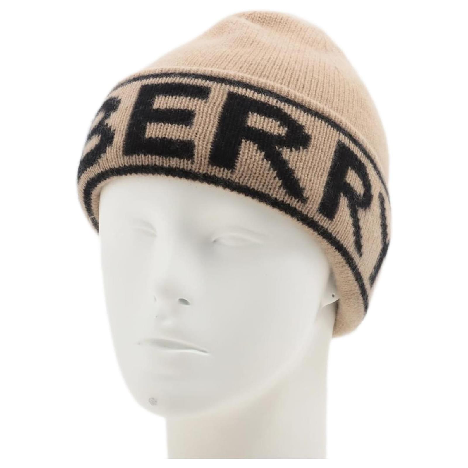 Burberry Light brown cashmere logo cuff beanie  ref.1624280