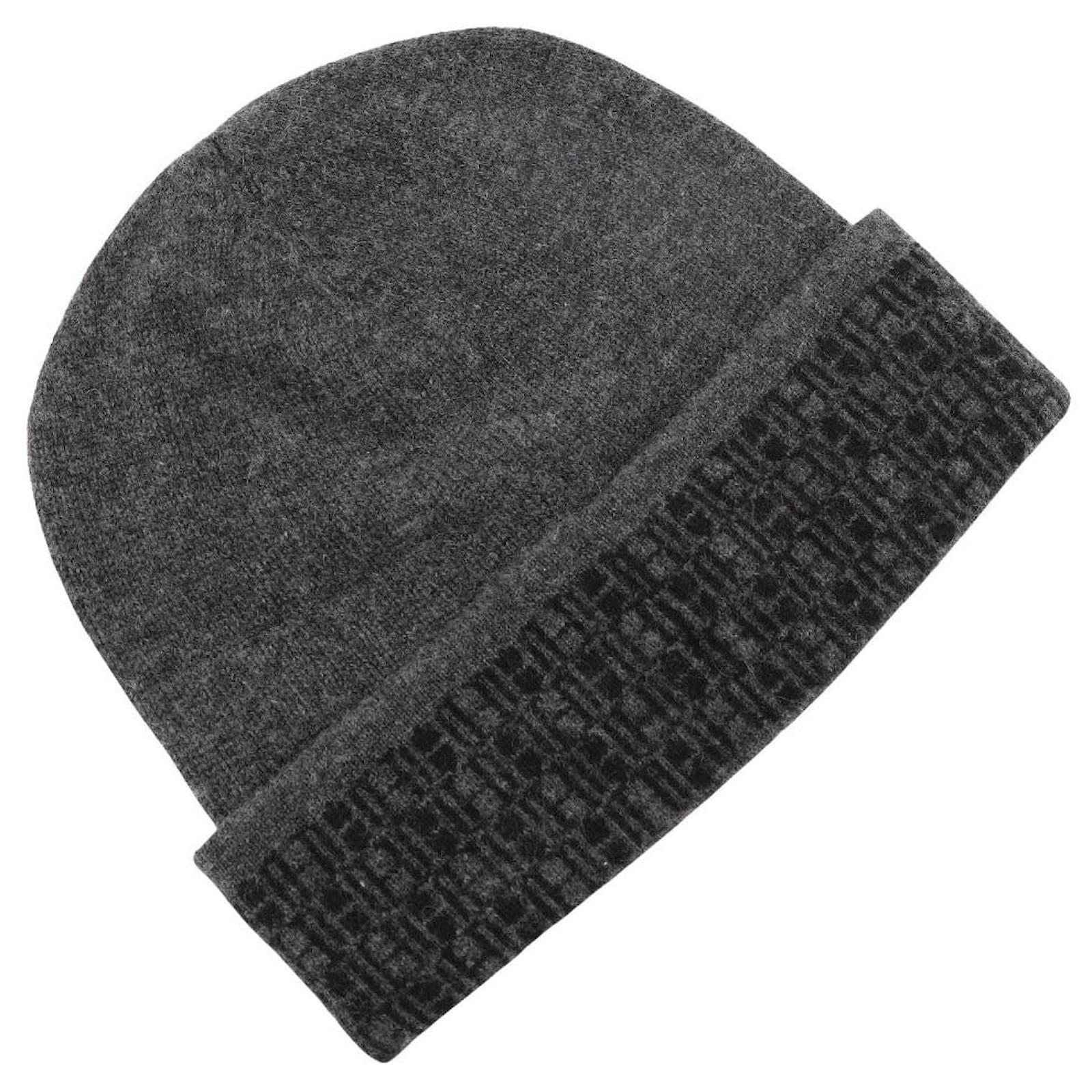 Hermès Hermes Cashmere Knit Hat Unisex Gray Brown  ref.1799779