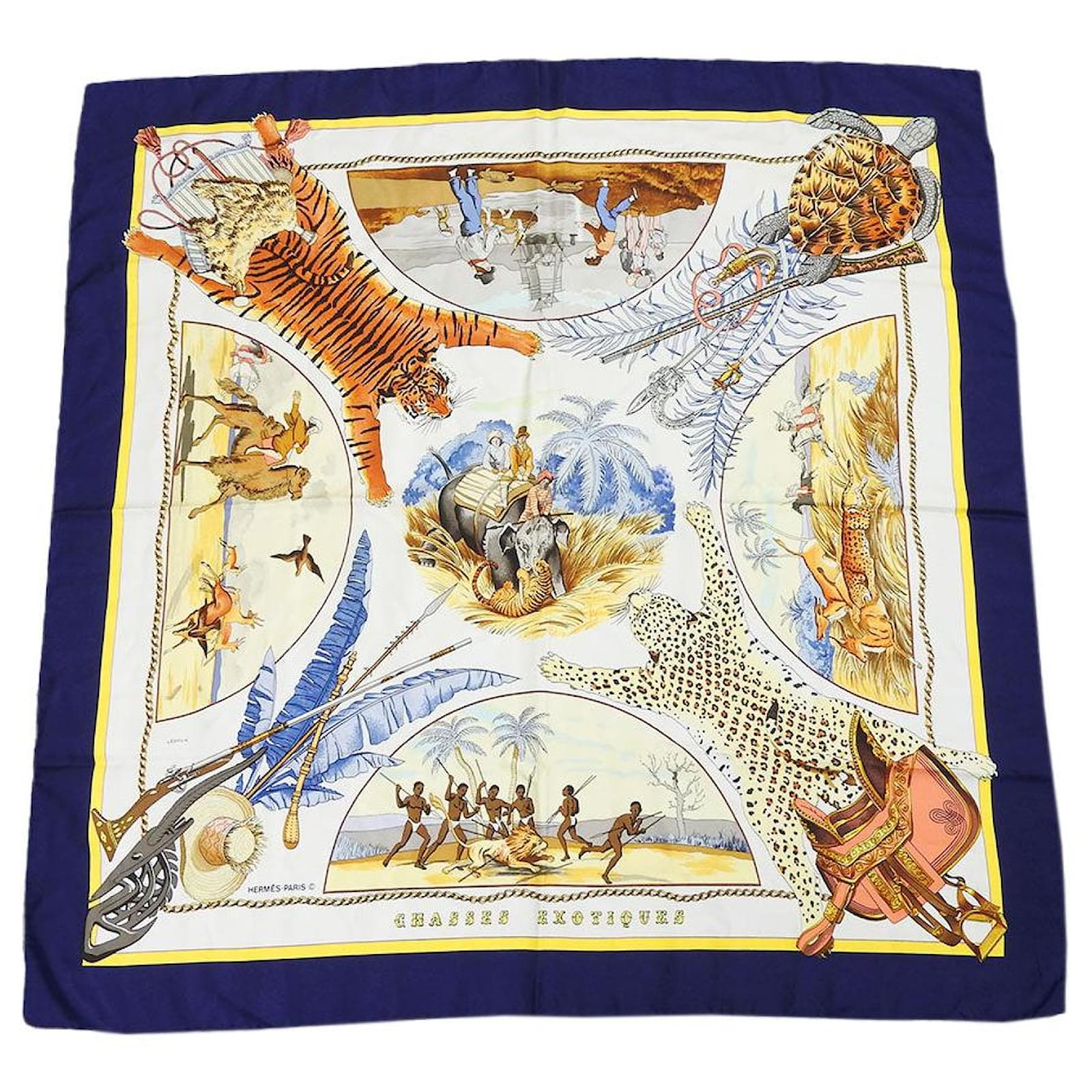 Hermès Hermes Silk Scarf Carré 90 Navy White  ref.1677092
