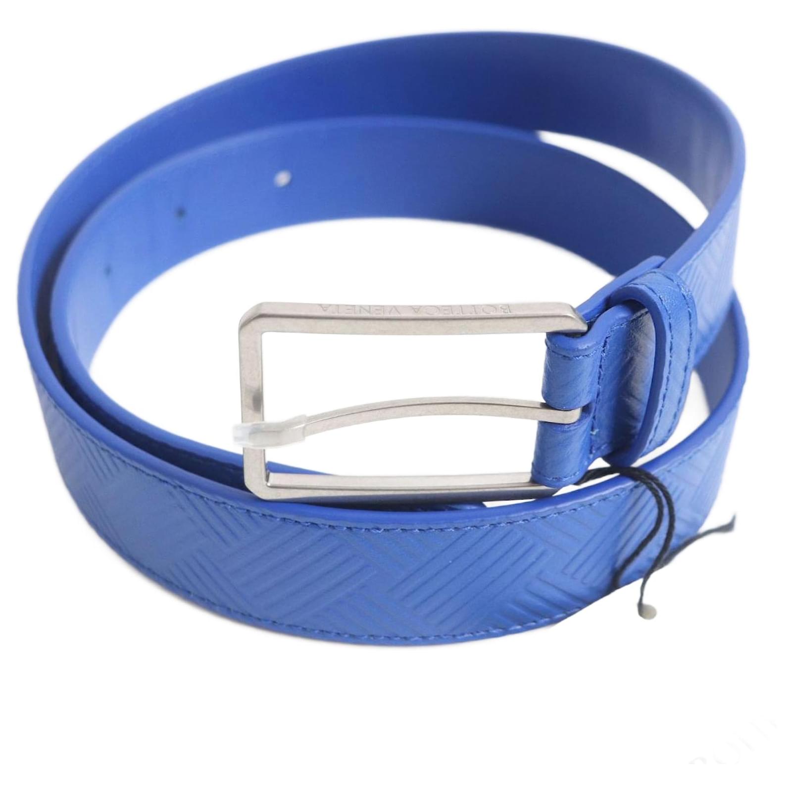 Bottega Veneta Leather Belt Silver Buckle Blue  ref.1744183