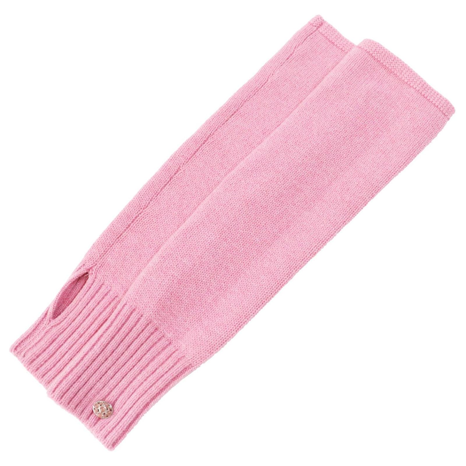 Chanel Cashmere Knit Arm Warmers Gloves Pink M  ref.1800116