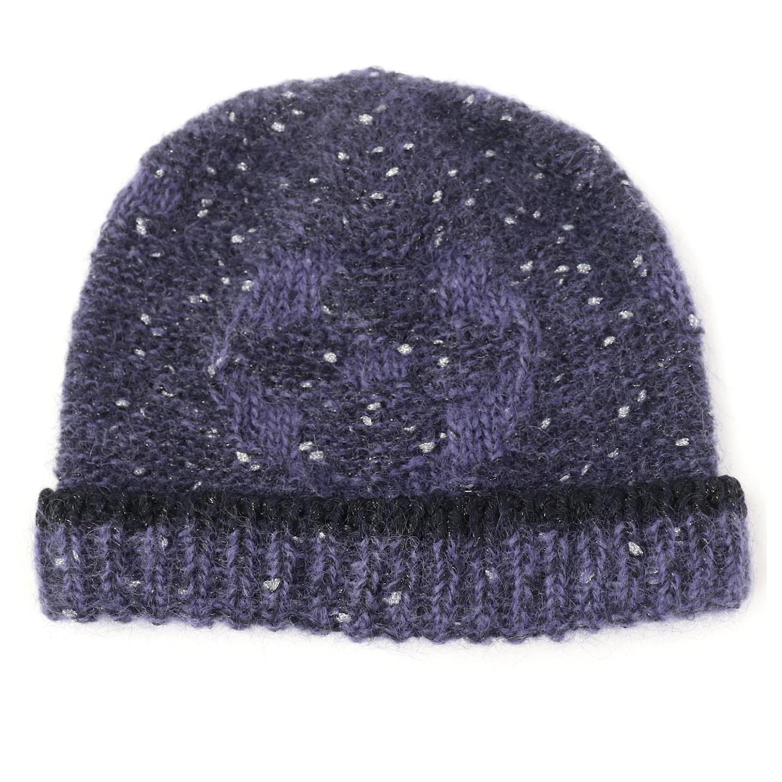 Louis Vuitton Nylon Mohair Knit Hat Purple Cloth  ref.1698614