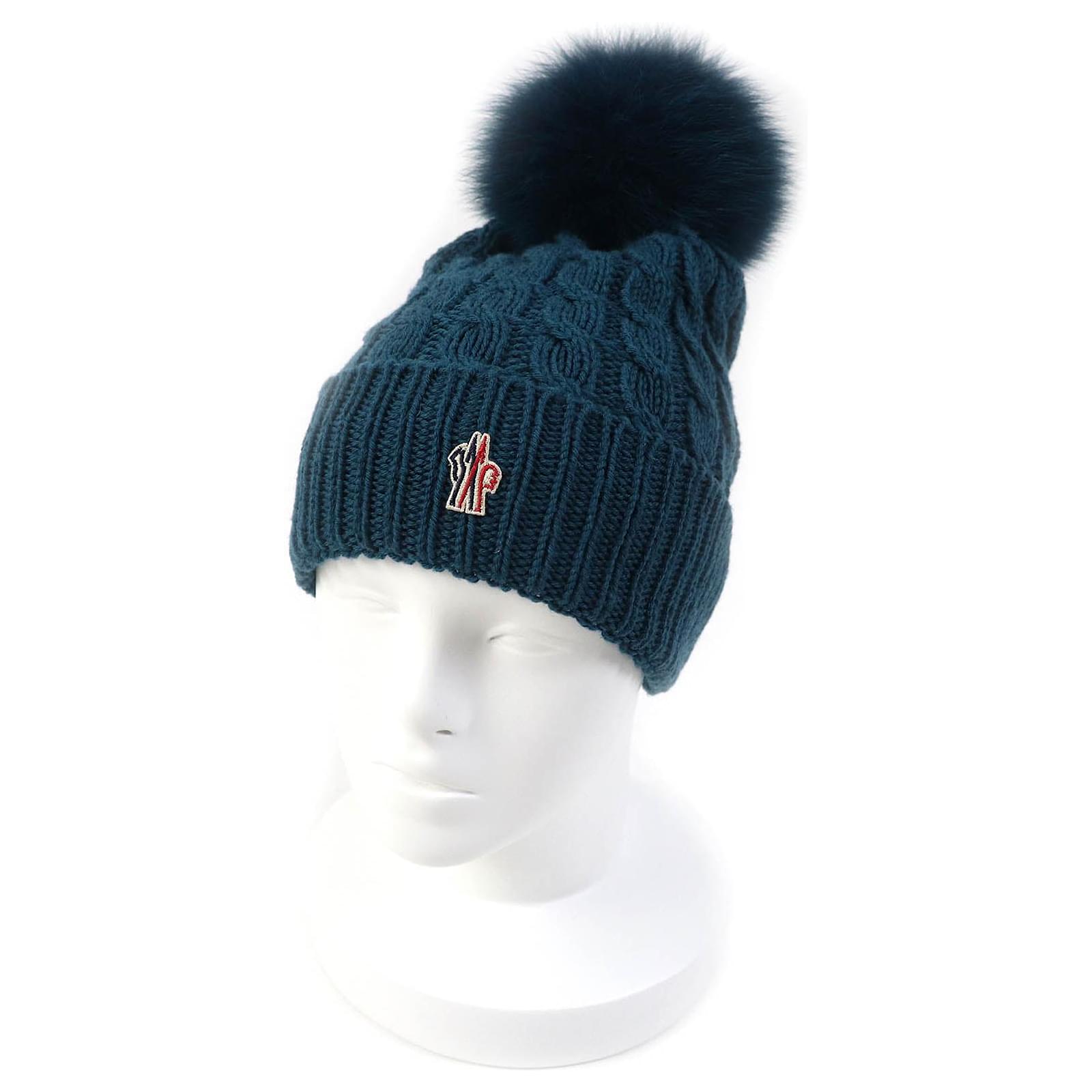 Moncler Wool Knit Cap Blue Women  ref.1705489