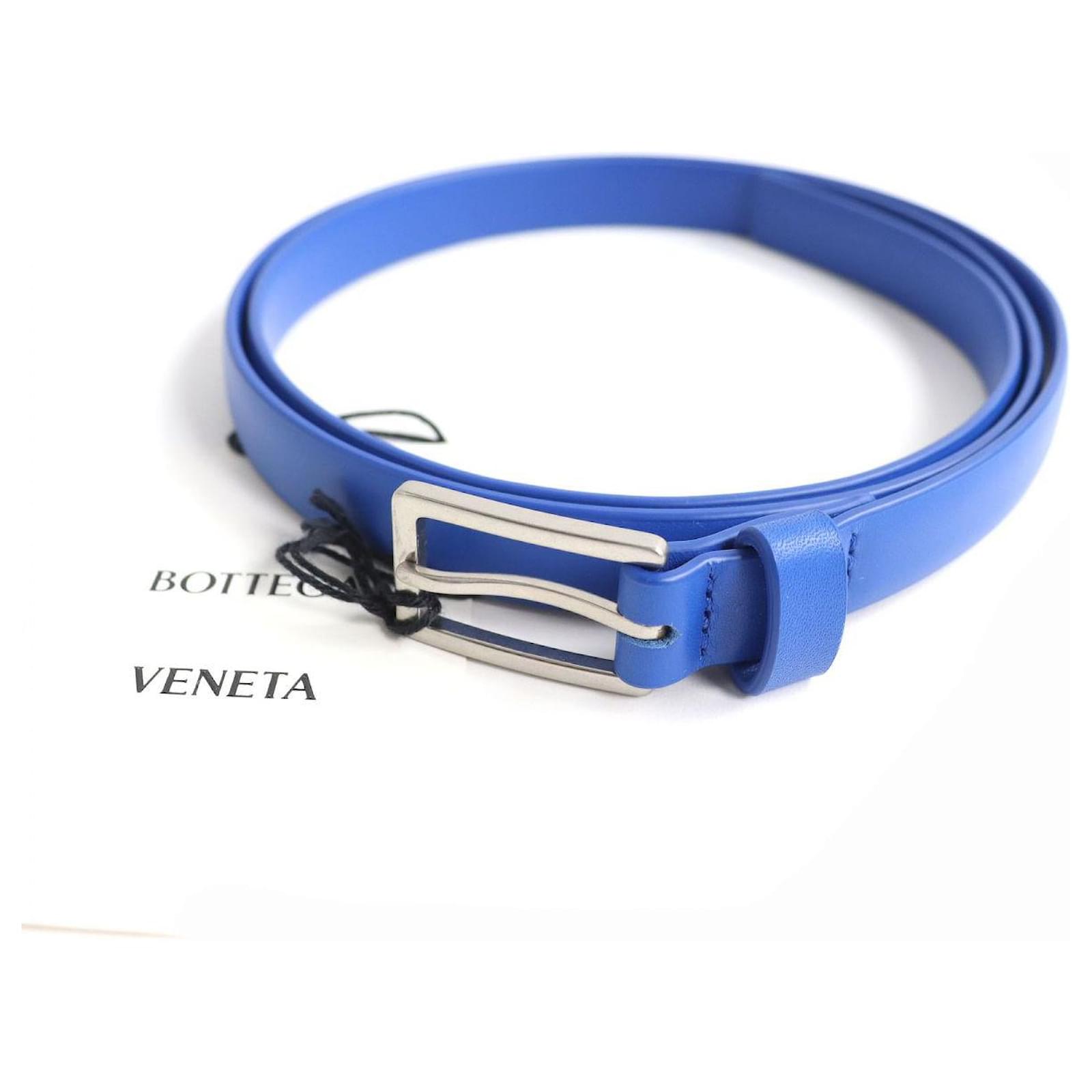 Bottega Veneta Leather Belt Logo Buckle Blue/Silver  ref.1689362