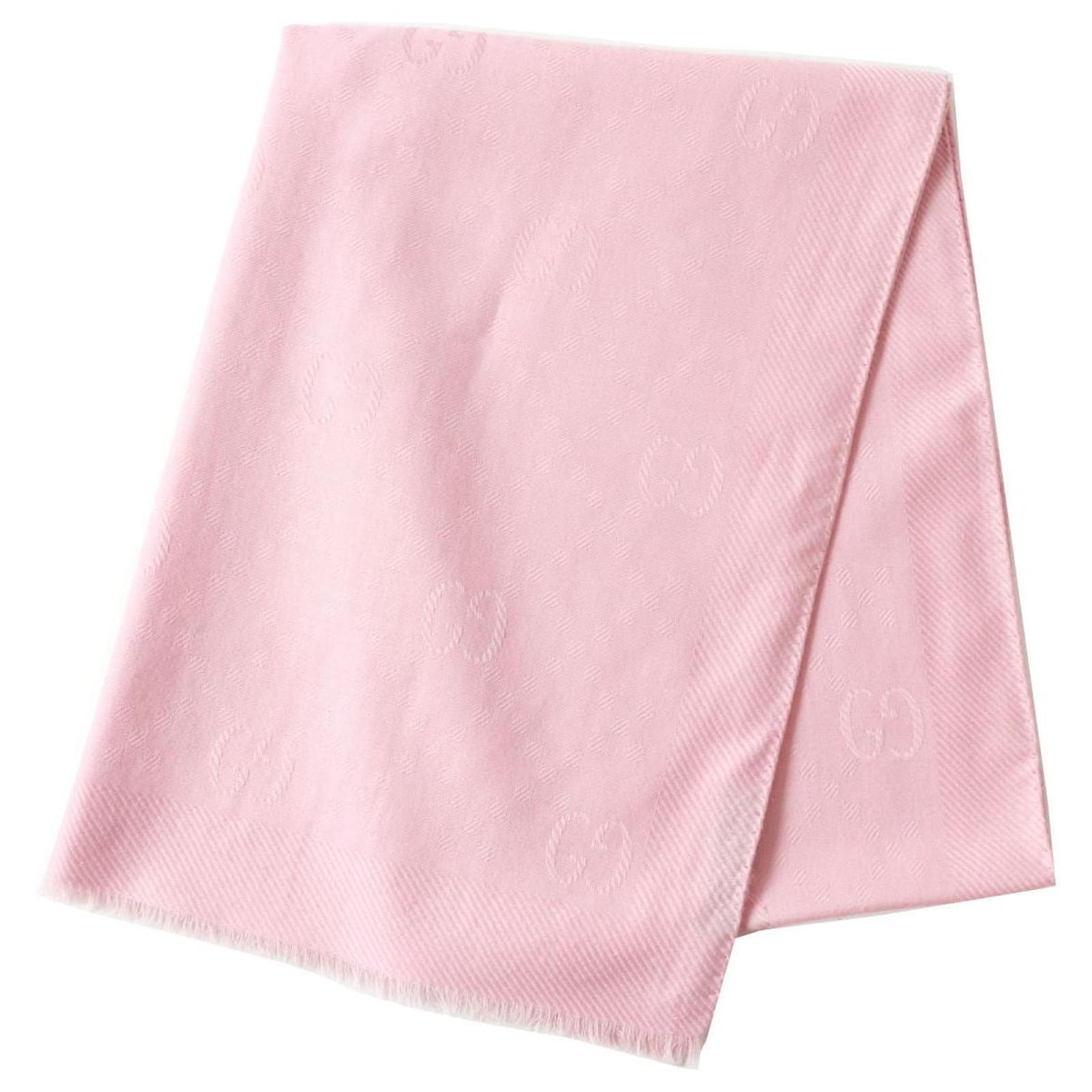 Gucci GGPattern Wool Silk Shawl Stole Pink  ref.1687288