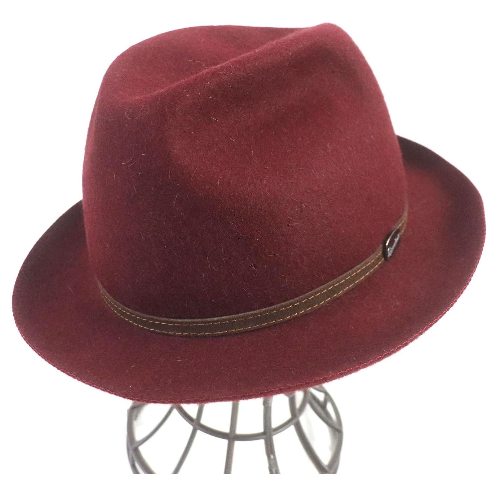 & Other Stories Borsalino Rabbit Felt Fedora Hat Bordeaux Brown Dark red  ref.2288499