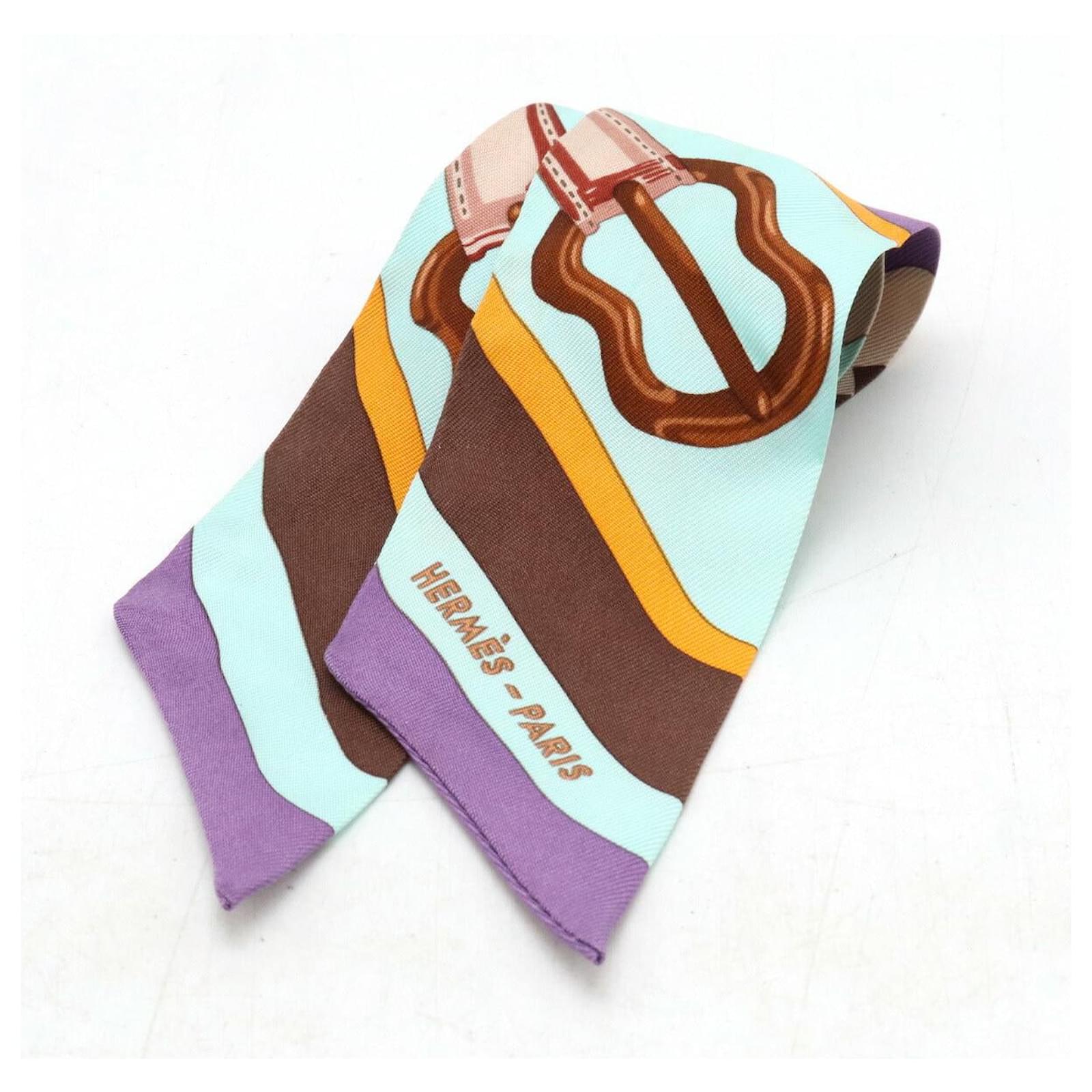 Hermès Hermes 100% Silk Twilly Scarf Coaching Multicolor  ref.1806880