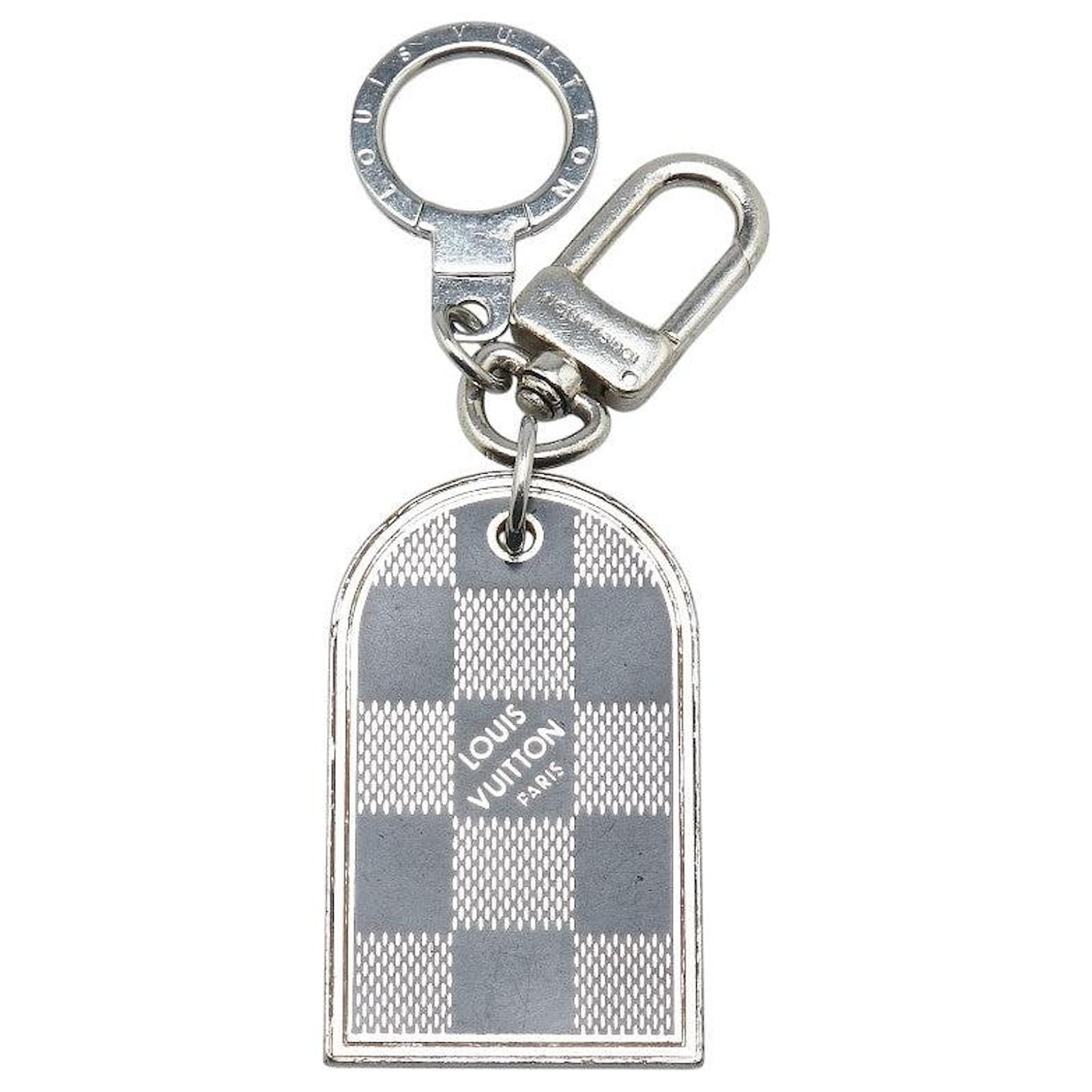 Louis Vuitton Damier Porte Cles Porte Adresse Metal Keyring M65770 Black Silvery Cloth  ref.2288485