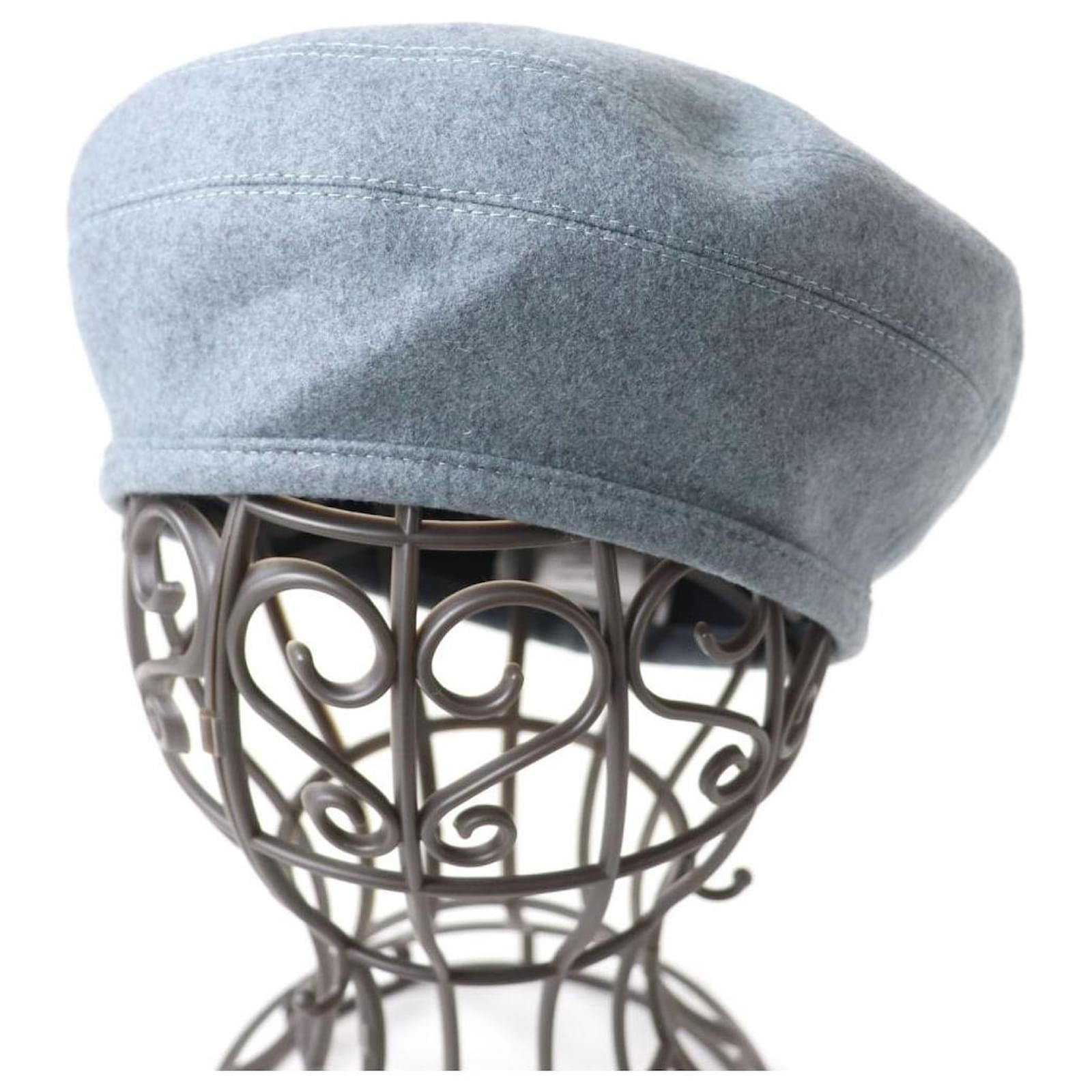Hermès Hermes Cashmere Beret Hat Gray 58 Brown  ref.1684051