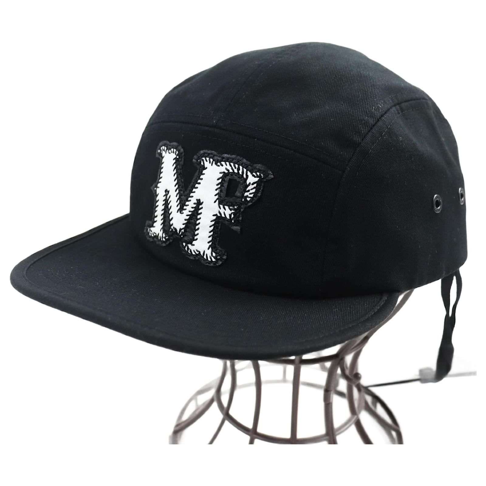 Moncler Genius Baseball Cap with Leather Logo Black Cotton  ref.1701905