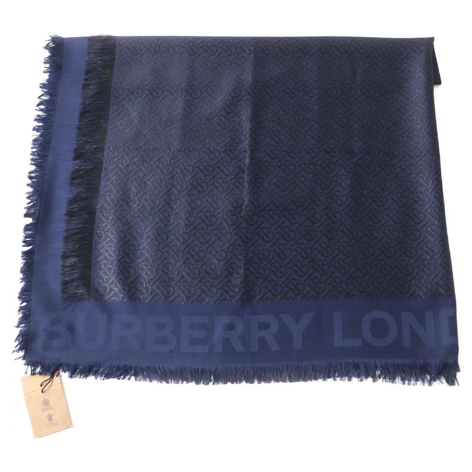 Burberry Monogram Jacquard Fringe Silk Blend Stole Brown  ref.1692646