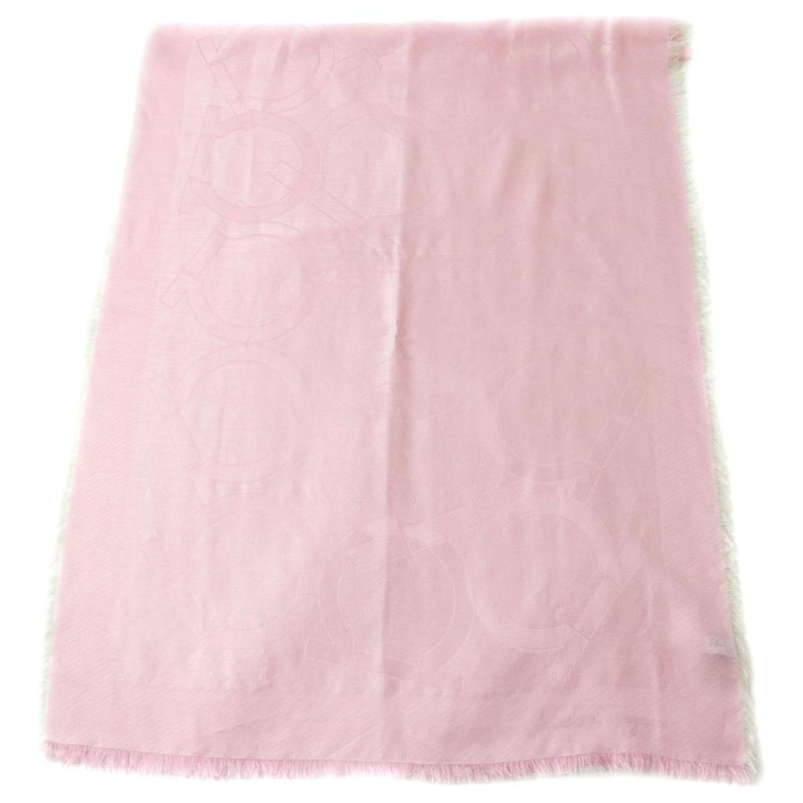 Salvatore Ferragamo Gancini Silk Cashmere Shawl Pink  ref.1686973