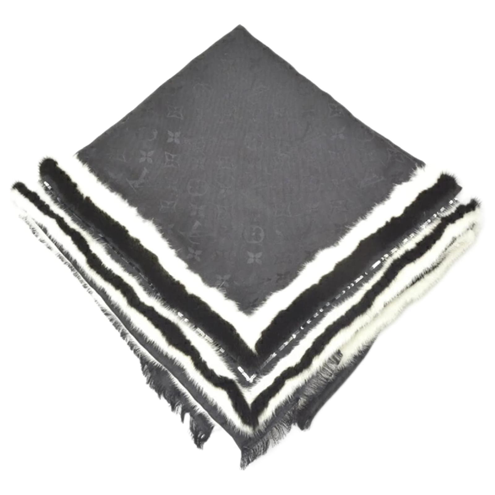 Louis Vuitton Women's Monogram Shawl Black White Silk Wool  ref.2286859