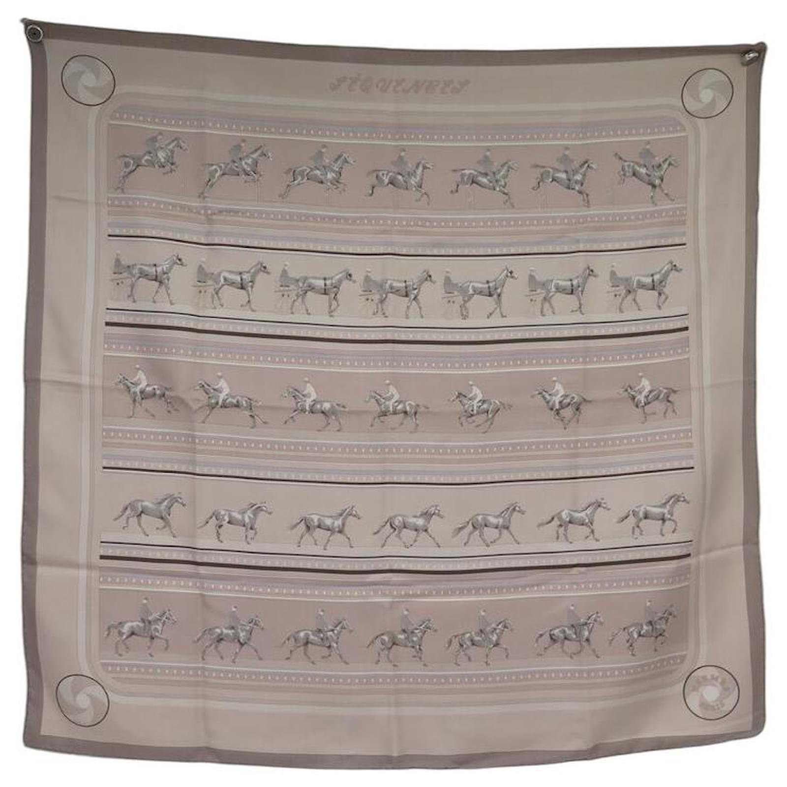 Hermès HERMES SCARF SEQUENCES 90 CM IN TAUPE SILK  ref.2286545