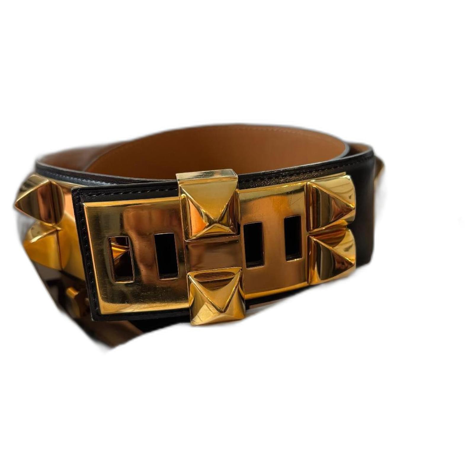 Hermès Médor / dog collar Black Leather  ref.2285735