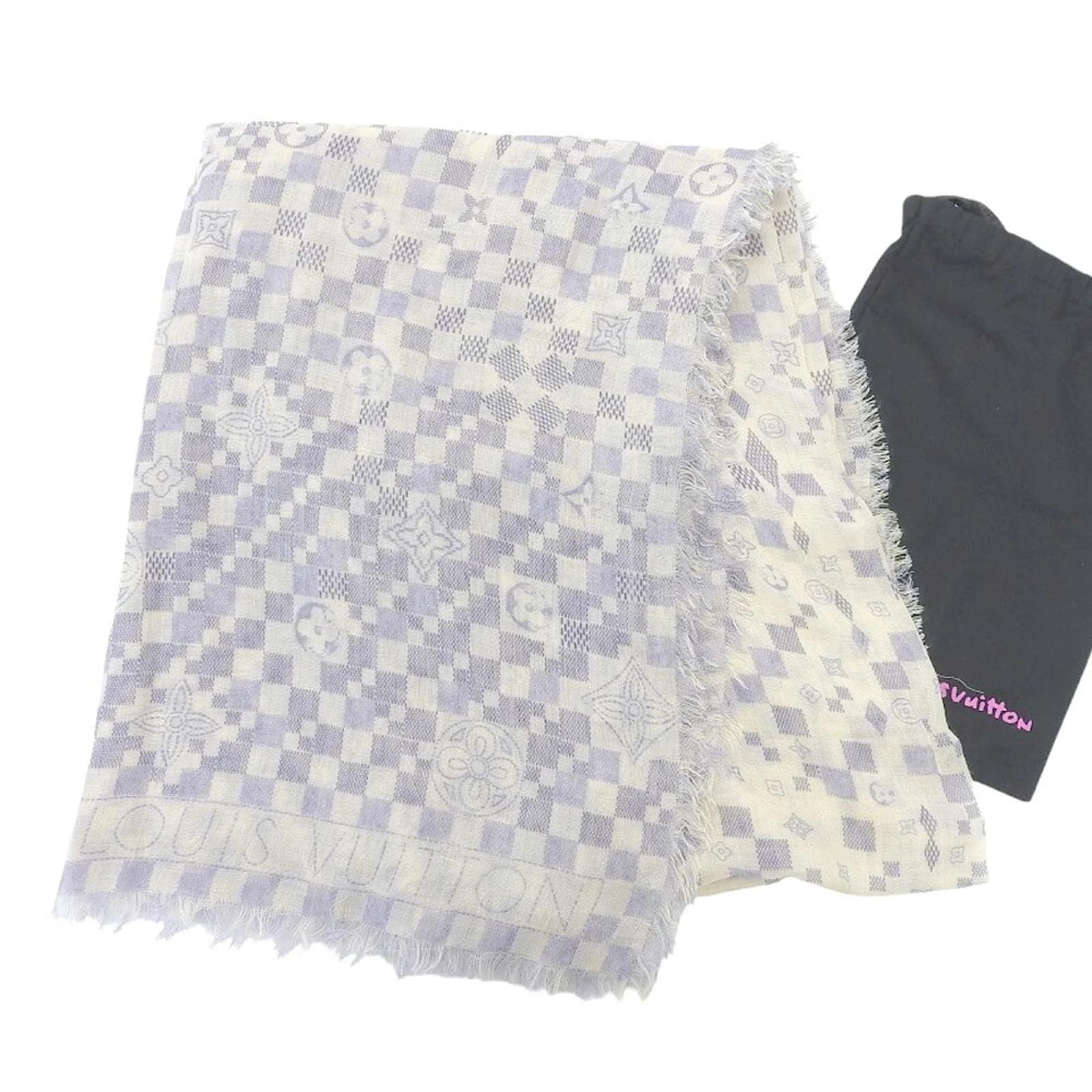 Louis Vuitton Damier Etoile Alise Stole Brown White Cream Silk Cashmere  ref.2282228