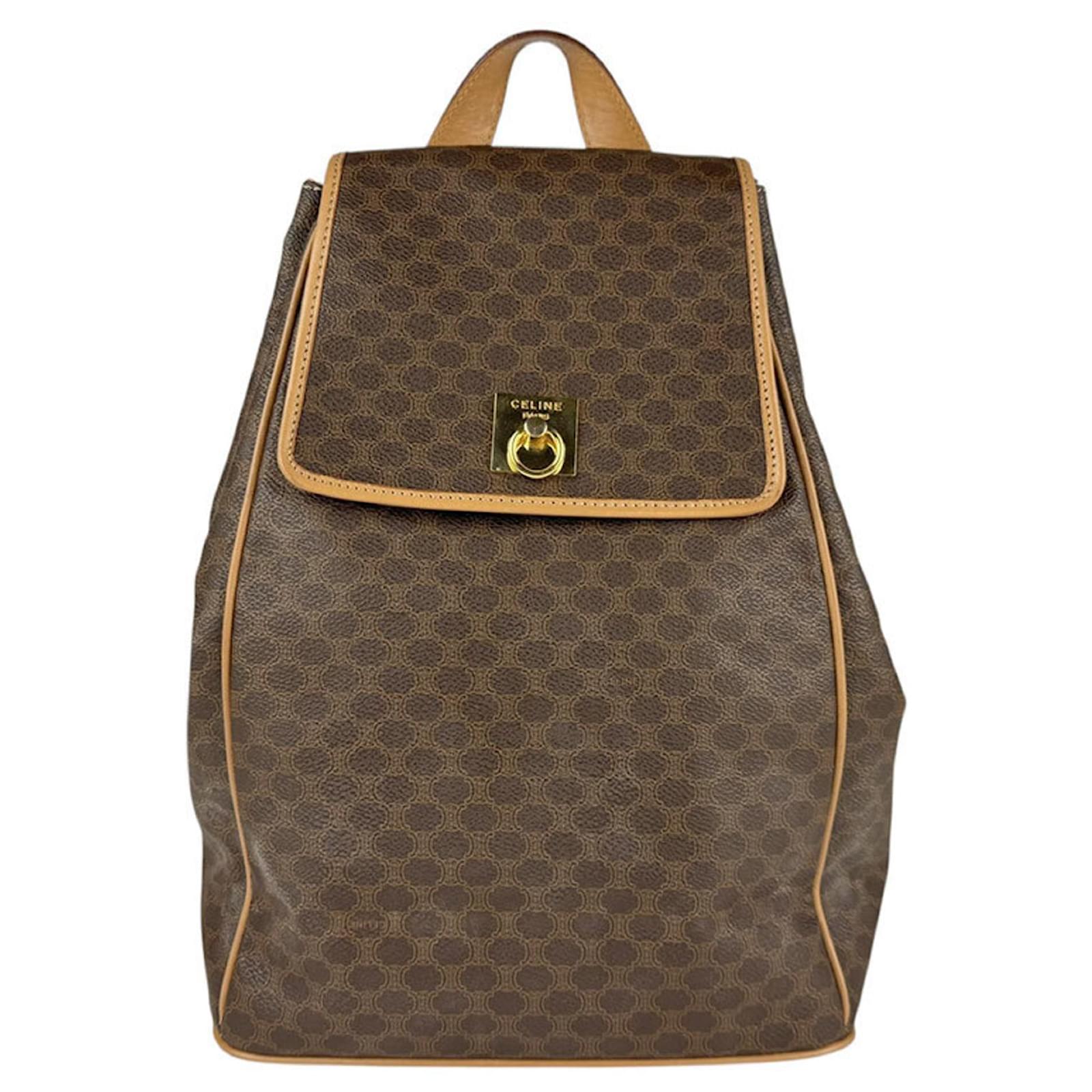 Céline Celine Brown Coated Canvas Backpack Cloth  ref.2325117