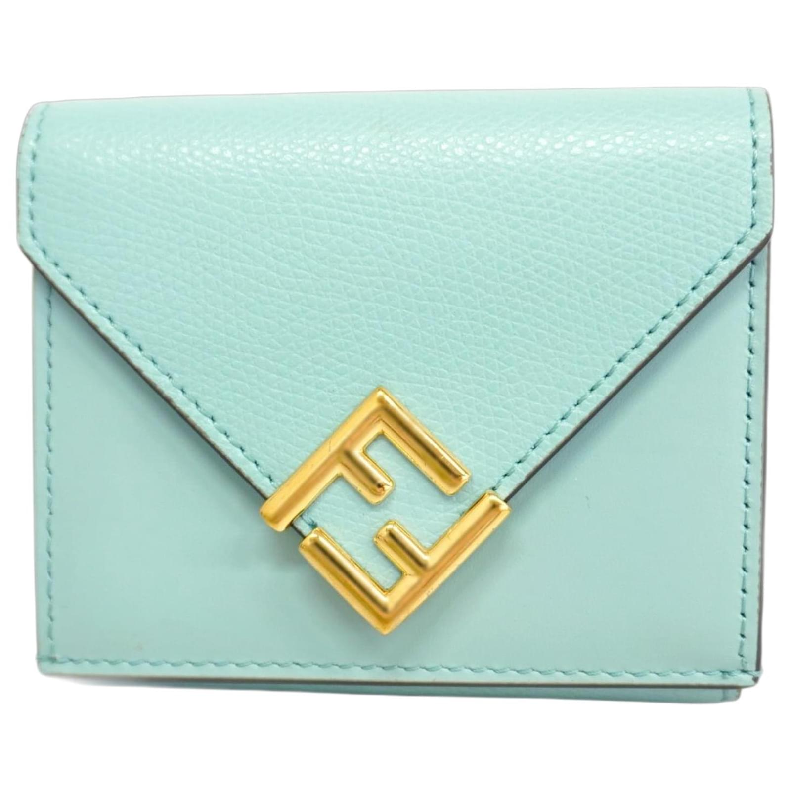 Fendi Tri-fold Wallet in Light Blue Leather  ref.2324976