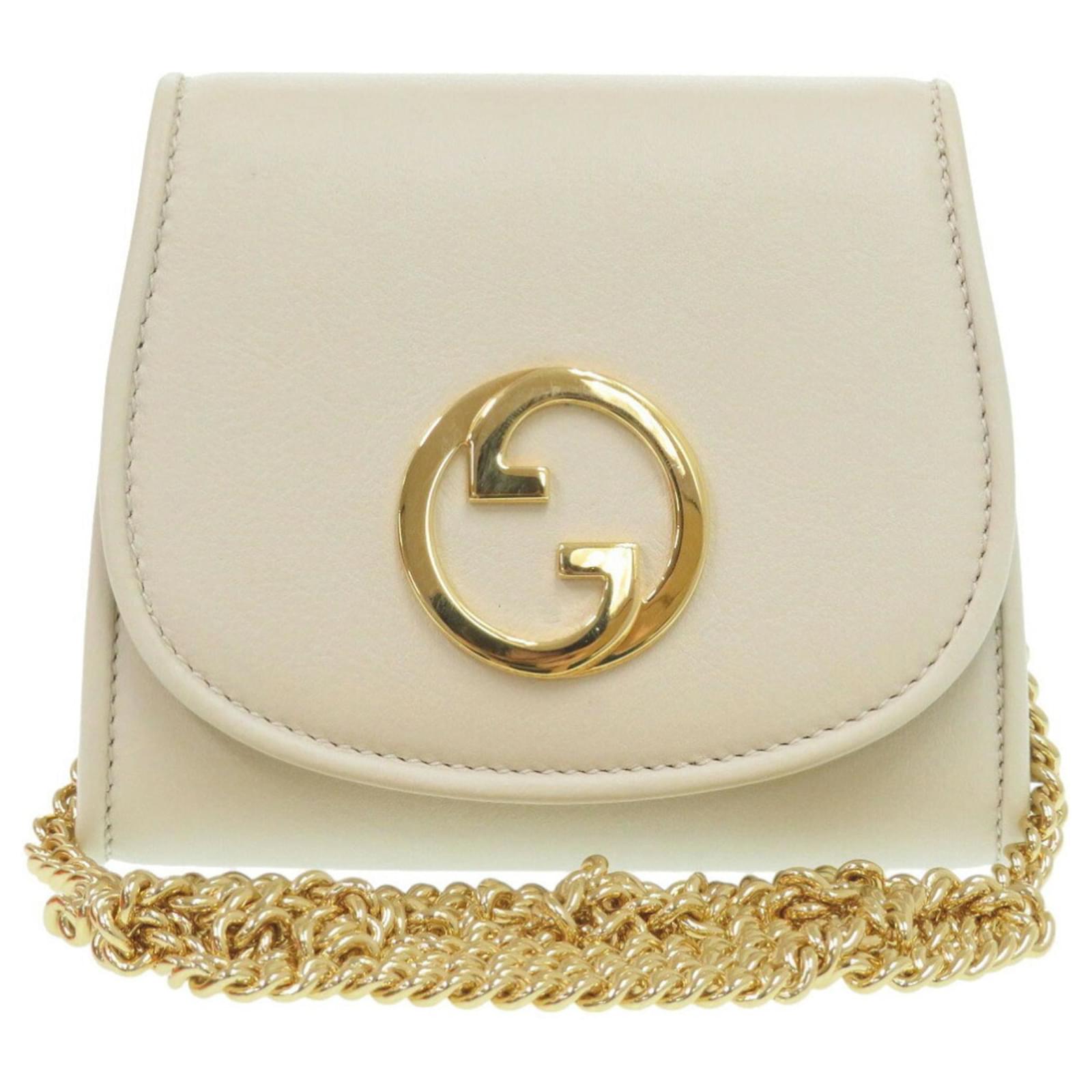 Gucci Chain/Shoulder Wallet in White Leather  ref.2324943