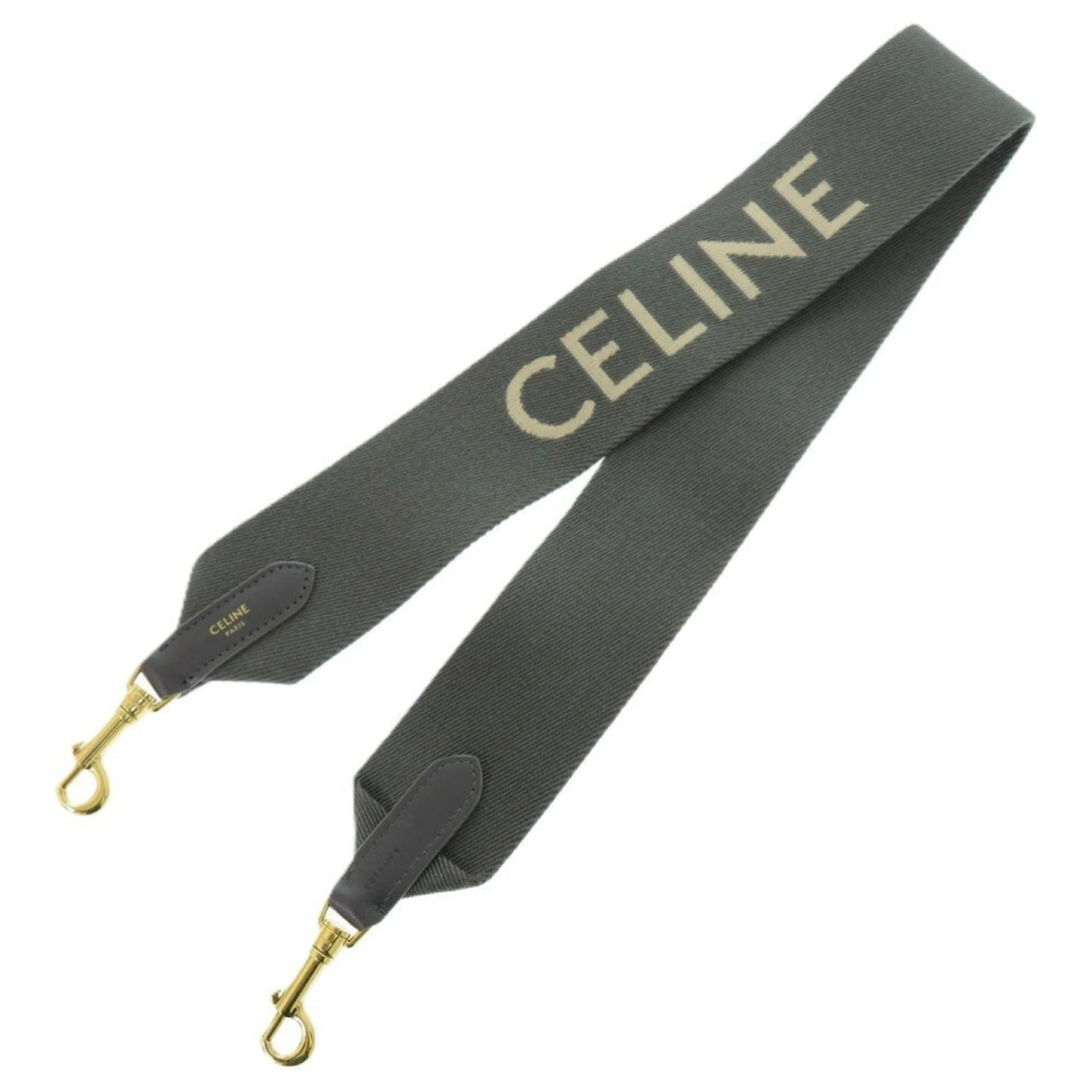 Céline Celine Jacquard Canvas Leather Gray Shoulder Strap Brown Cloth  ref.2324939