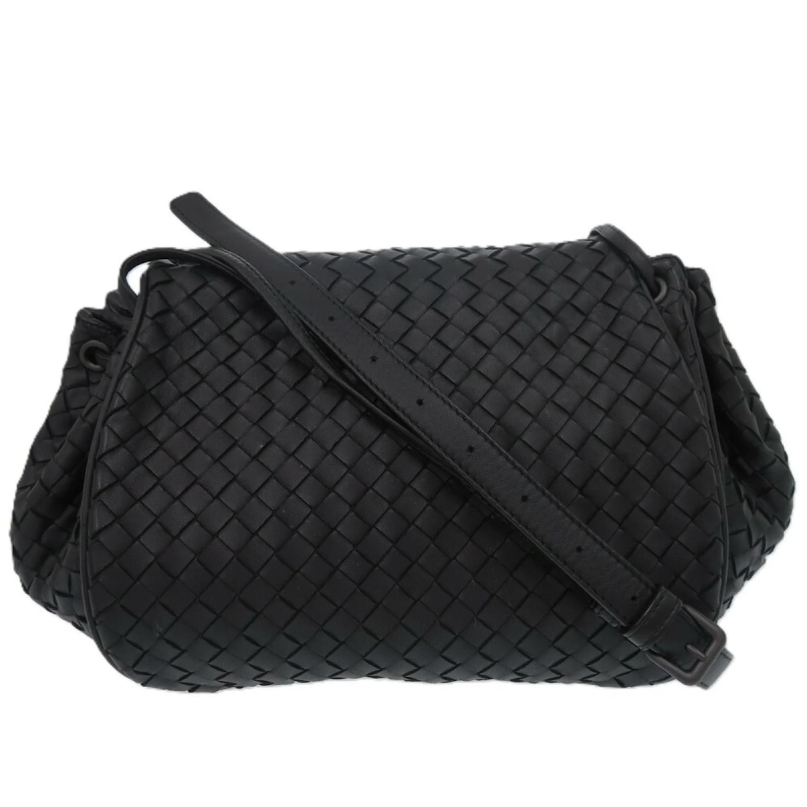 Bottega Veneta Intrecciato Leather Black Shoulder Bag  ref.2324894
